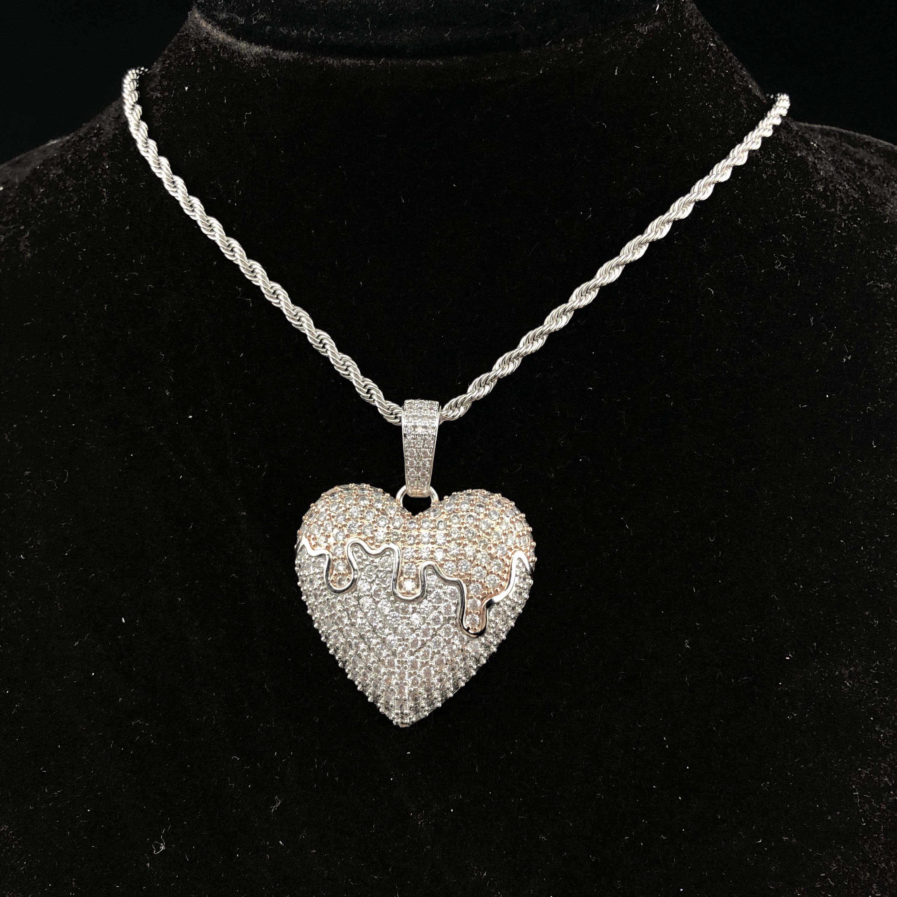 Dripping Heart Pendant w/ Purple Stones