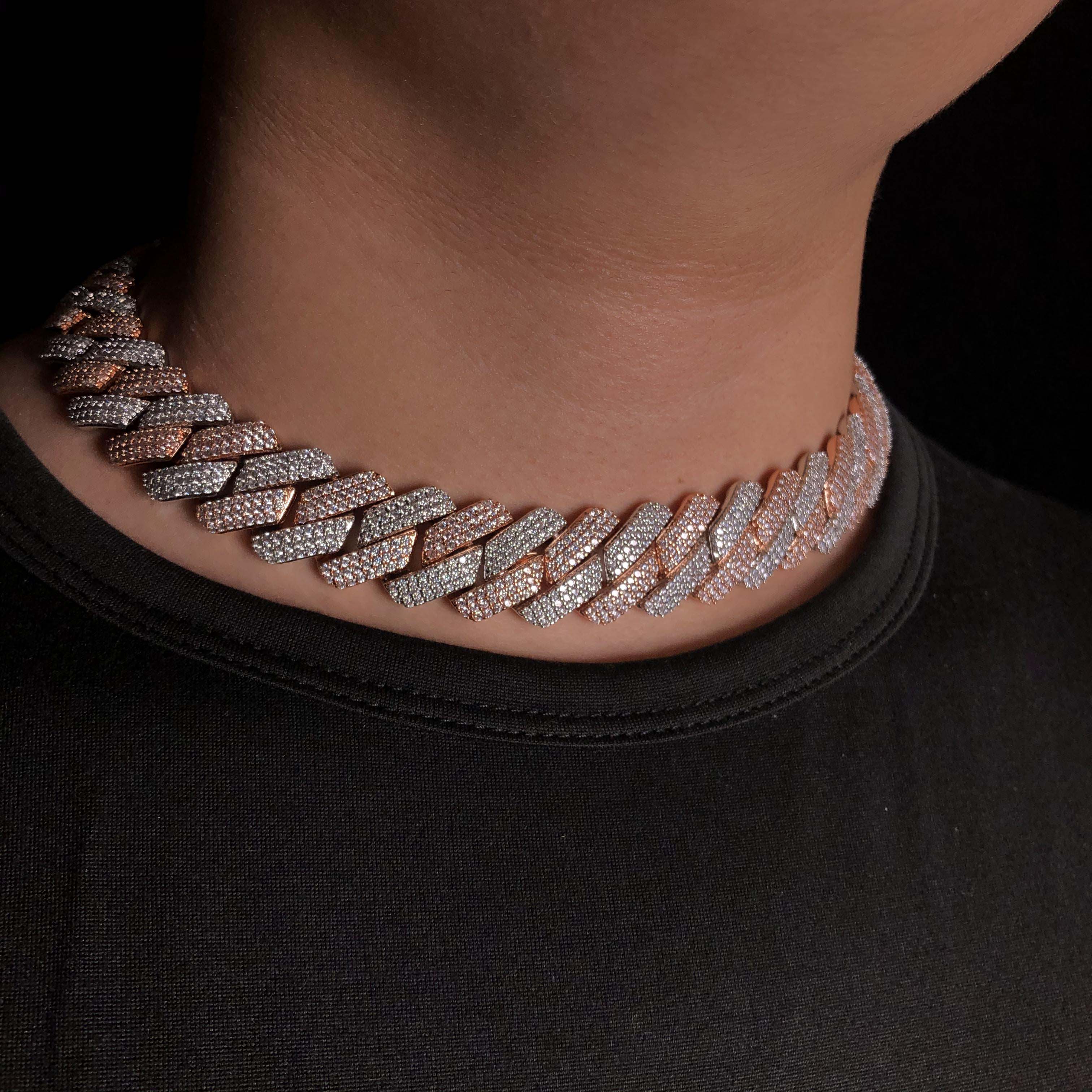 3 rows 19mm Diamond Prong Cuban