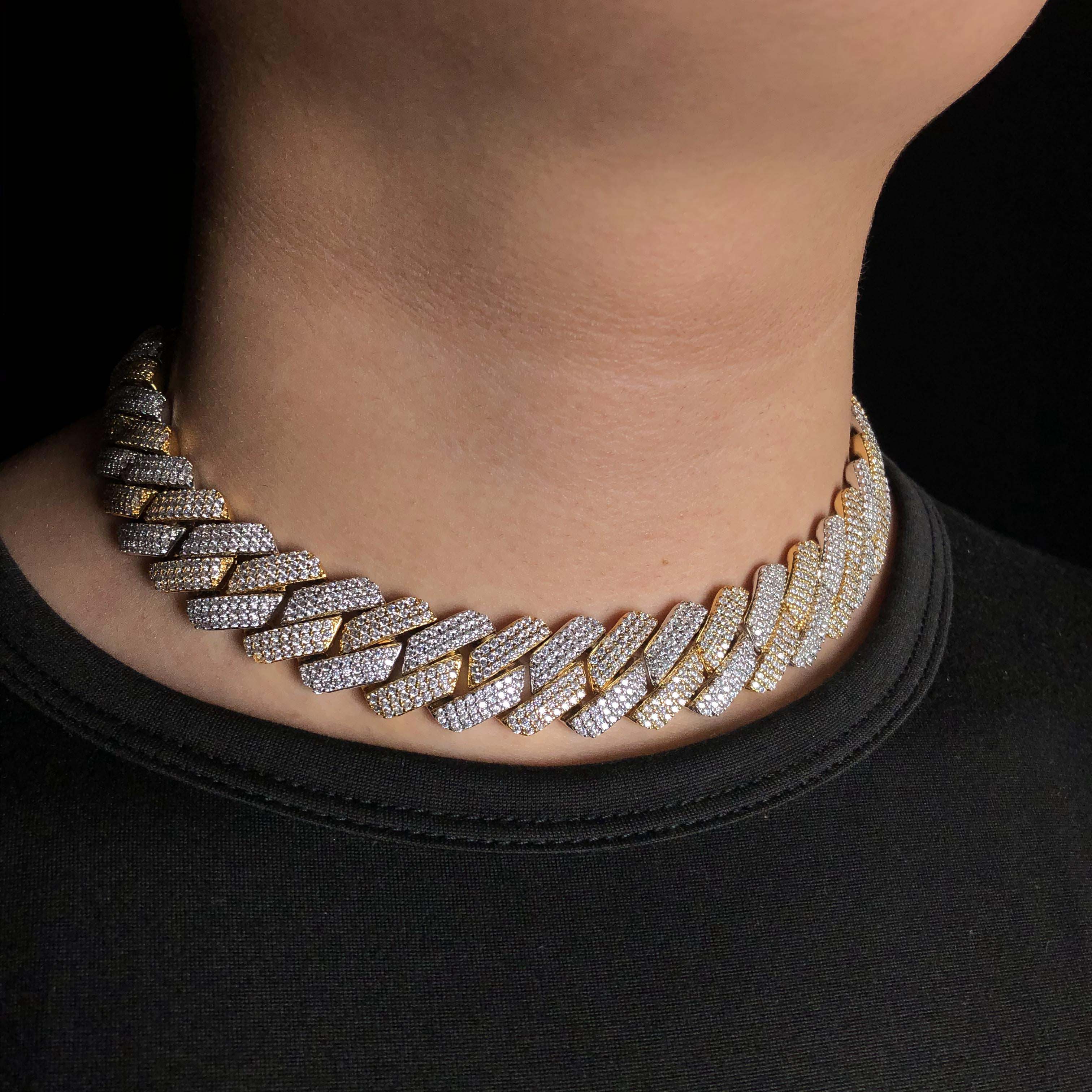 3 rows 19mm Diamond Prong Cuban