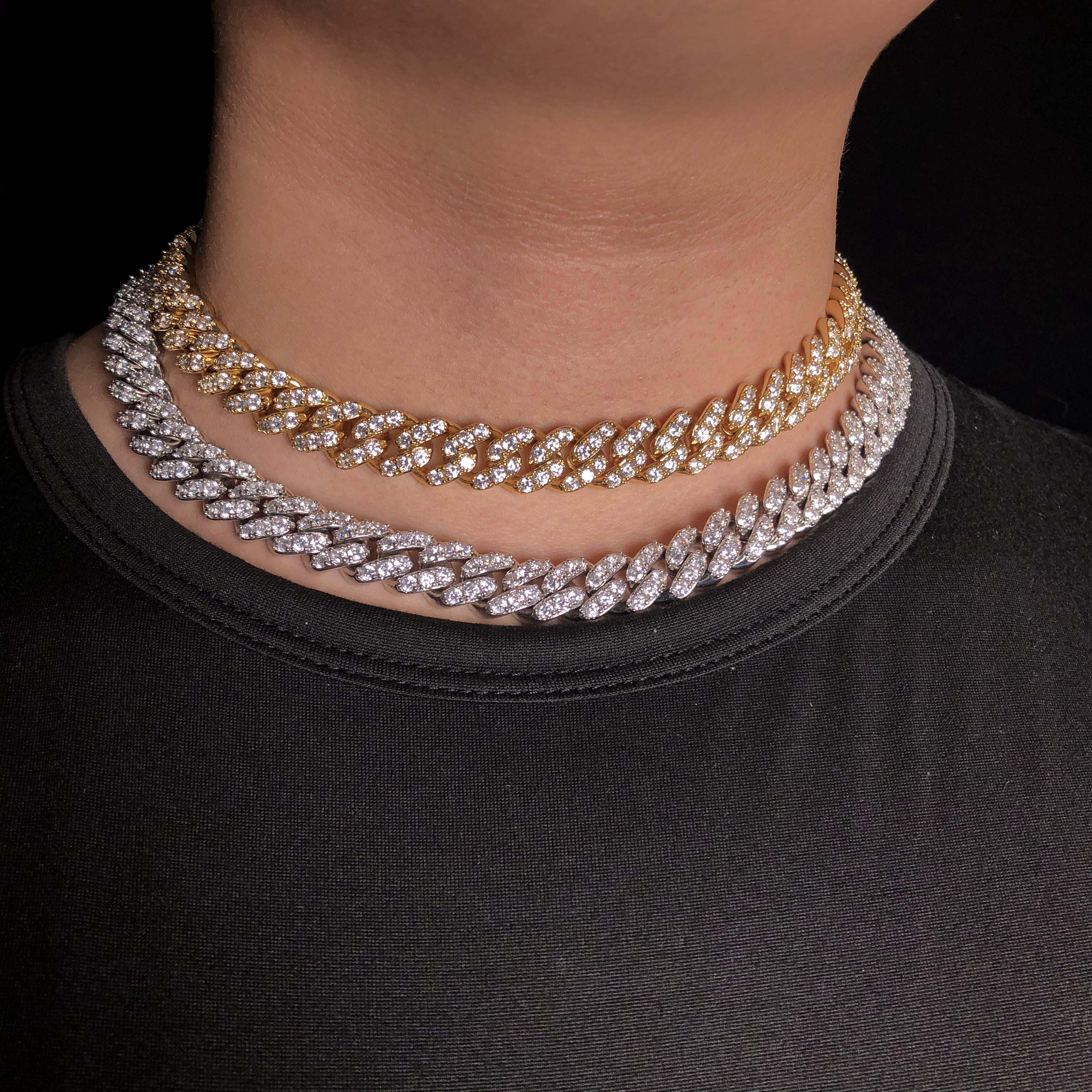 12mm Large grain iced cuban link chain