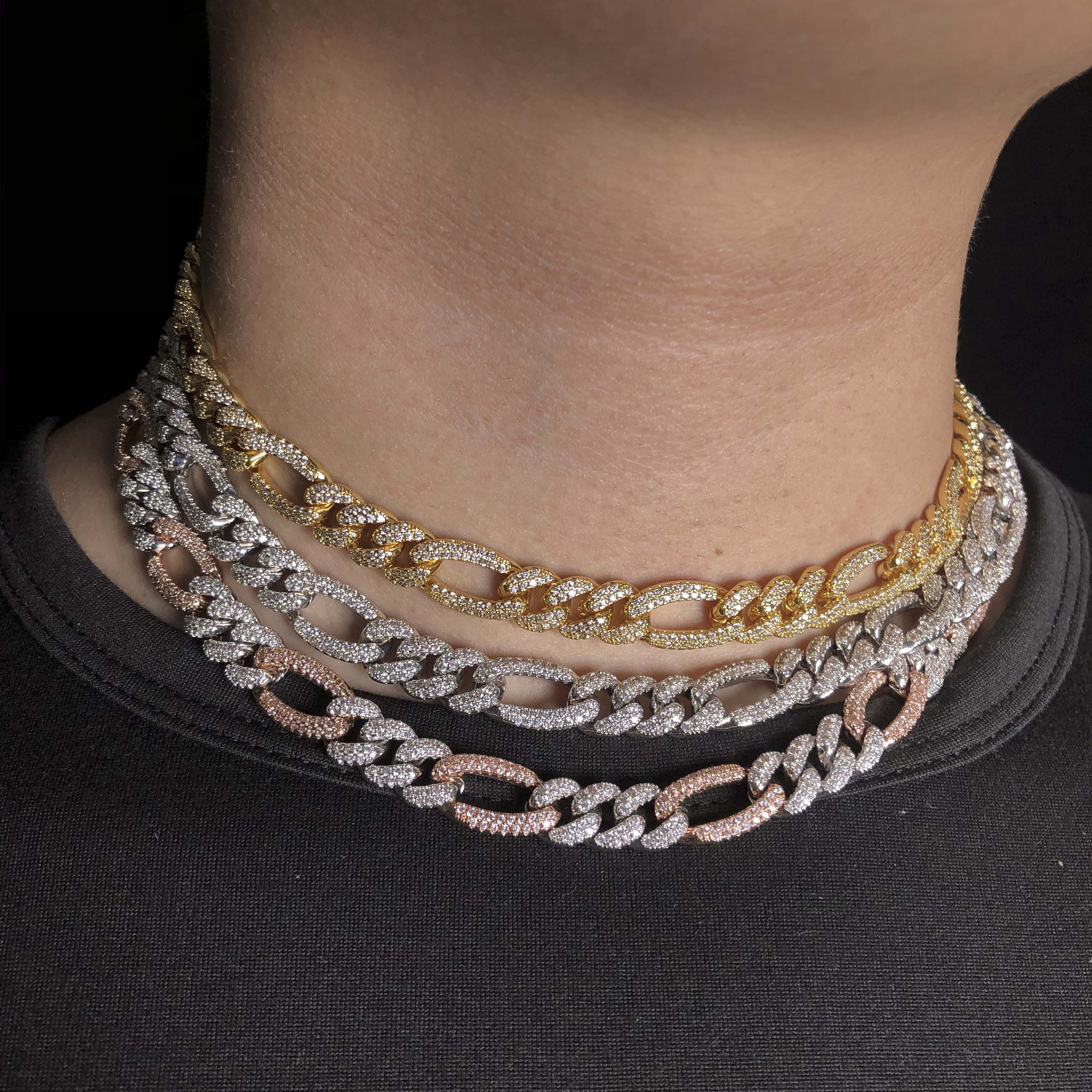 10mm Diamond Figaro Chain
