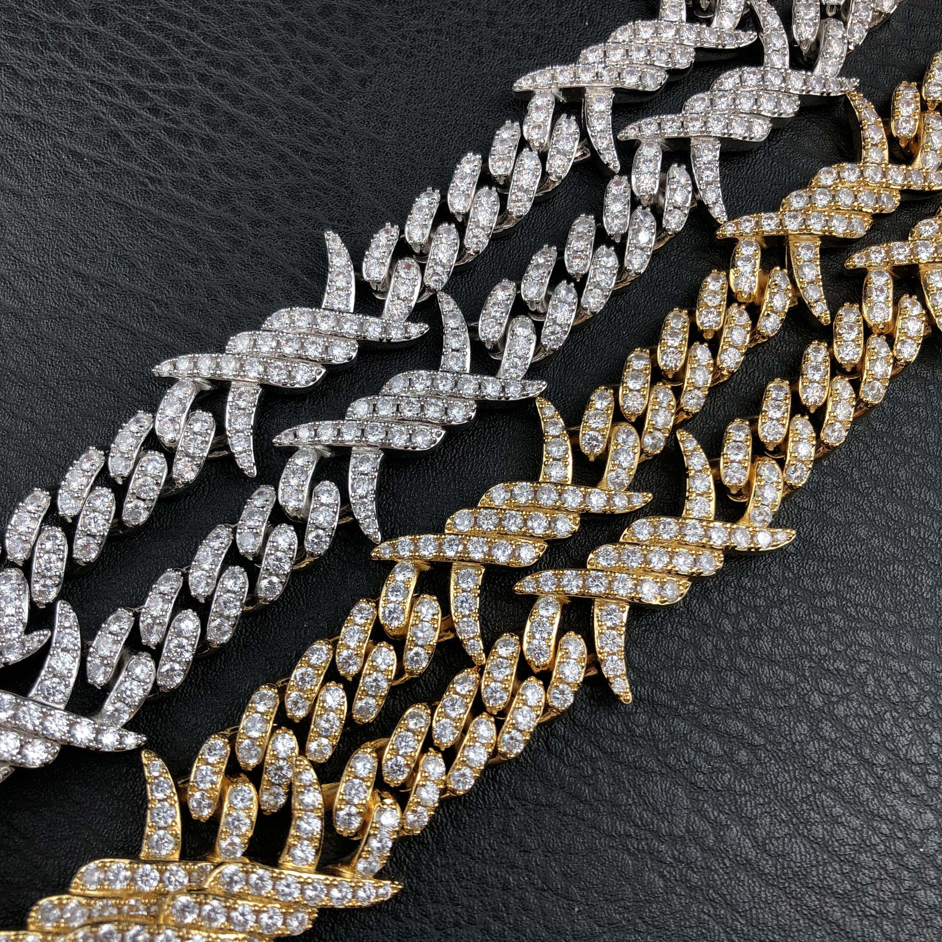 12MM Iced Out Barb Wire Cuban Link Chain