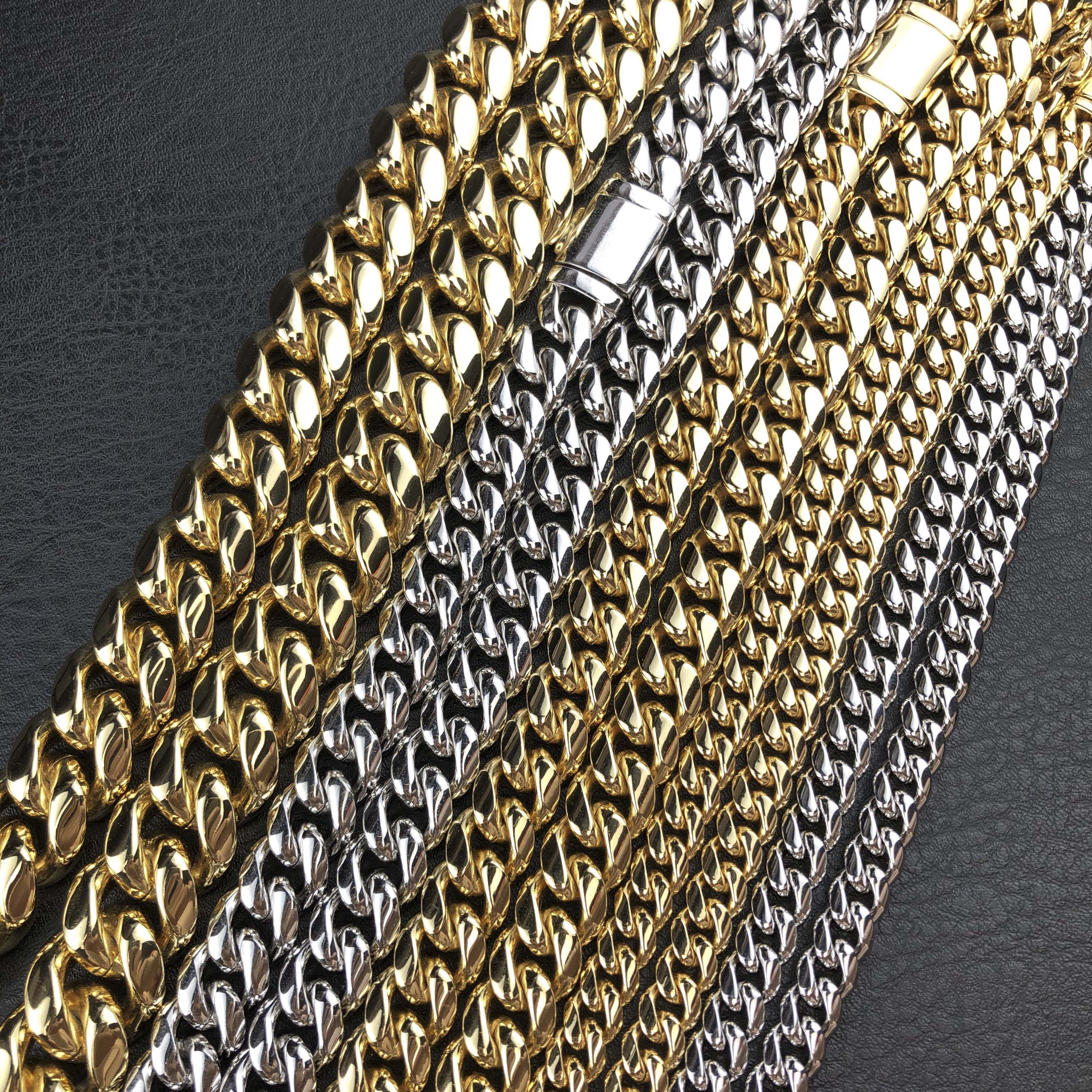 12mm and 8mm Miami Cuban Chain 18k Gold