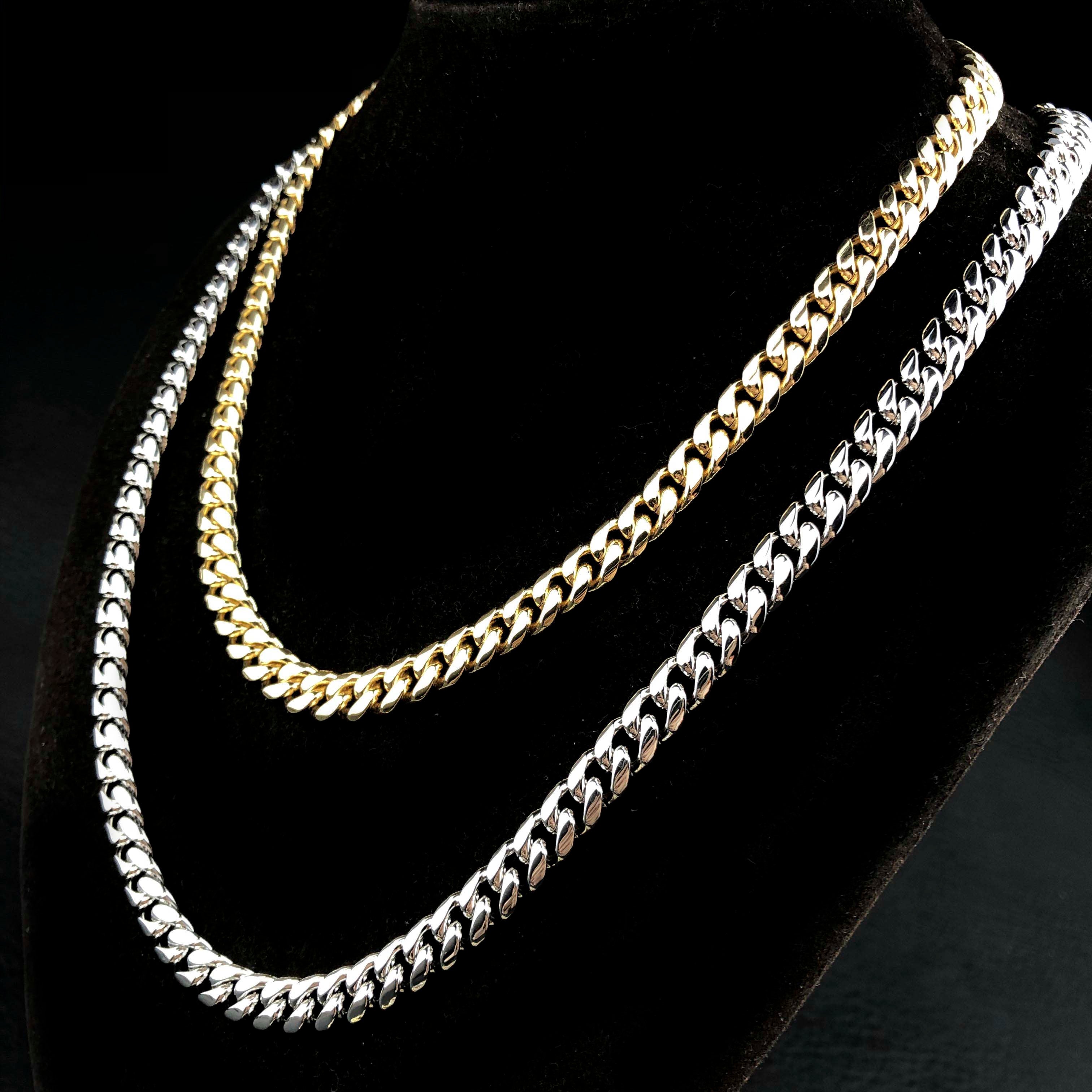 12mm and 8mm Miami Cuban Chain 18k Gold