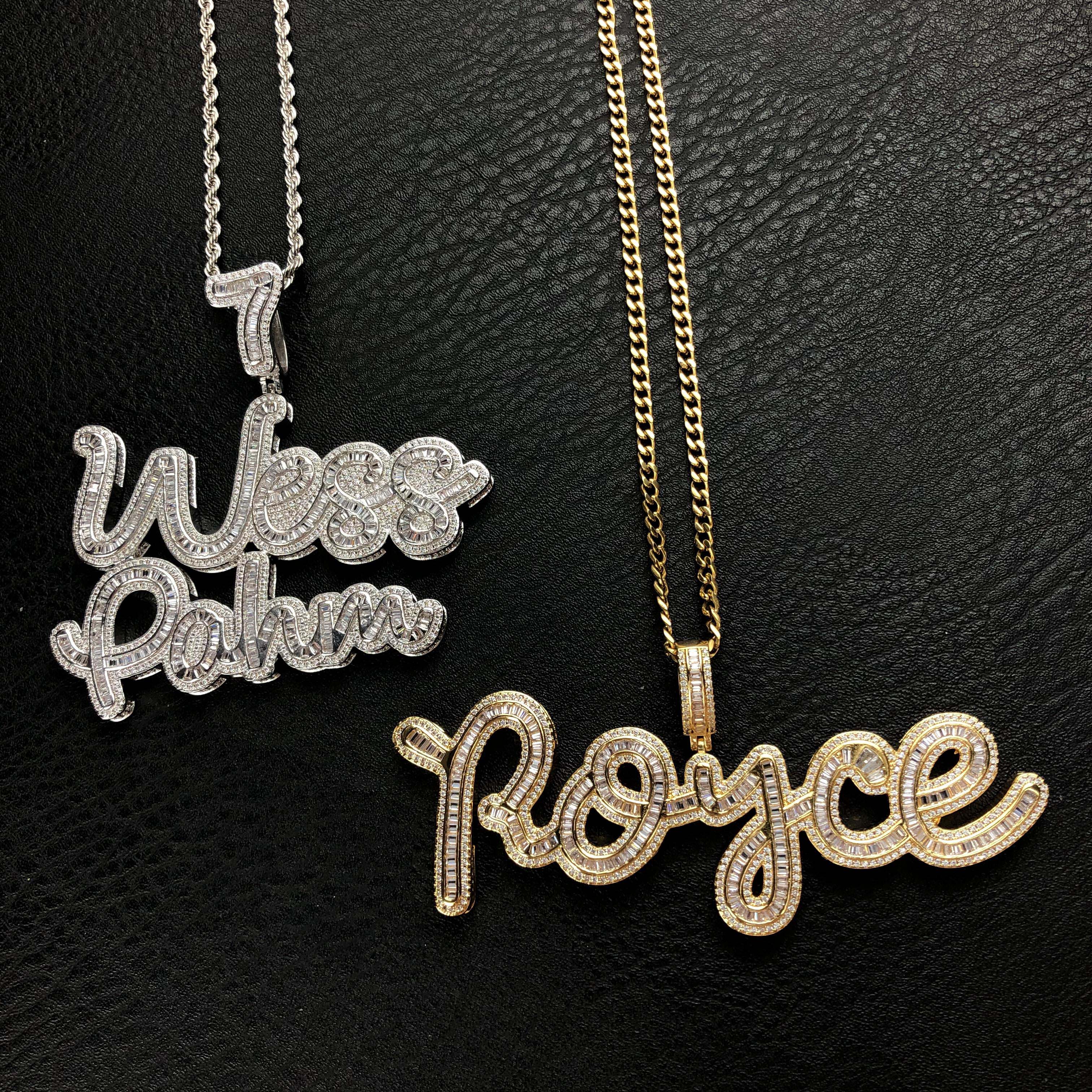 Extra Large Baguette Custom Pendant