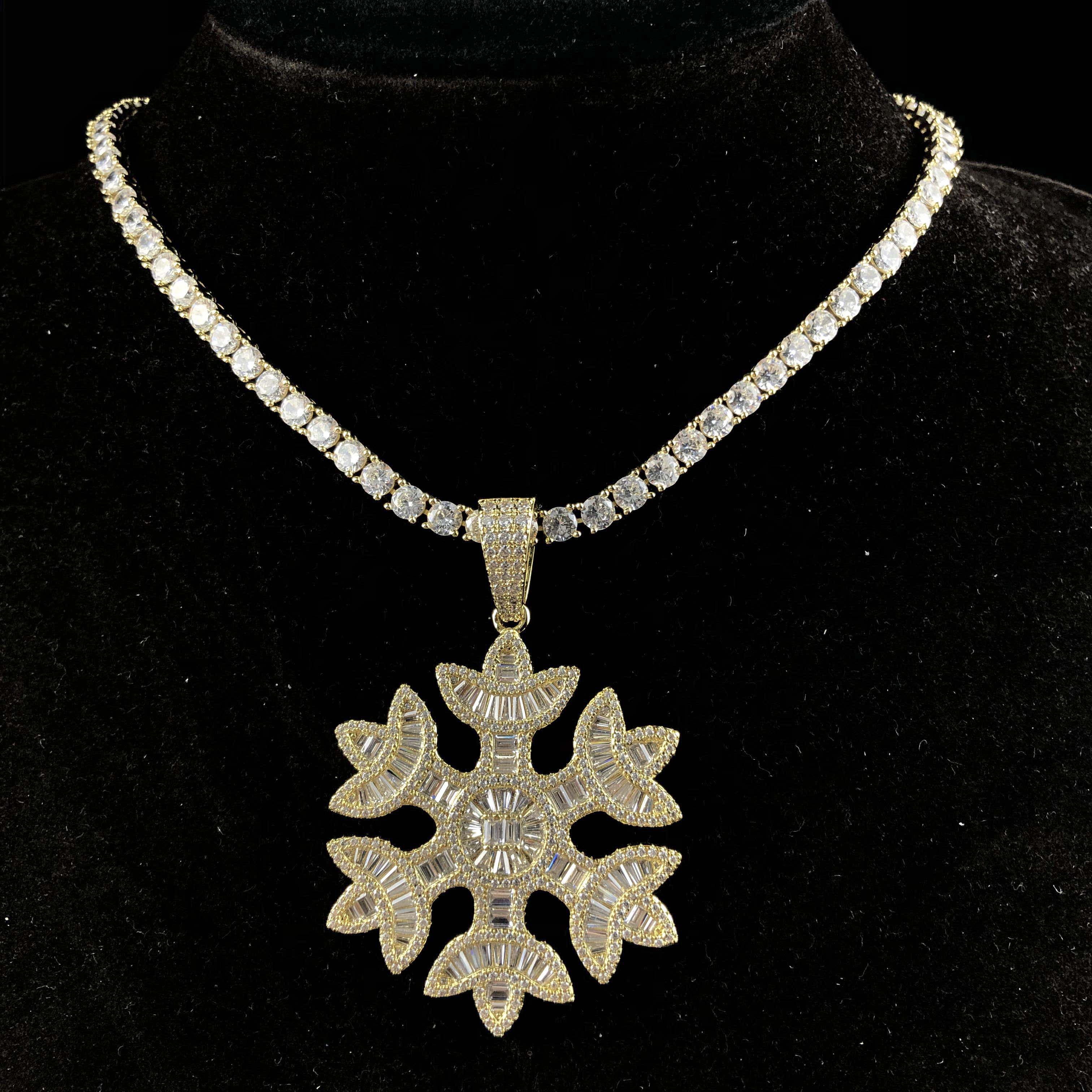 Baguette Snowflake Pendant