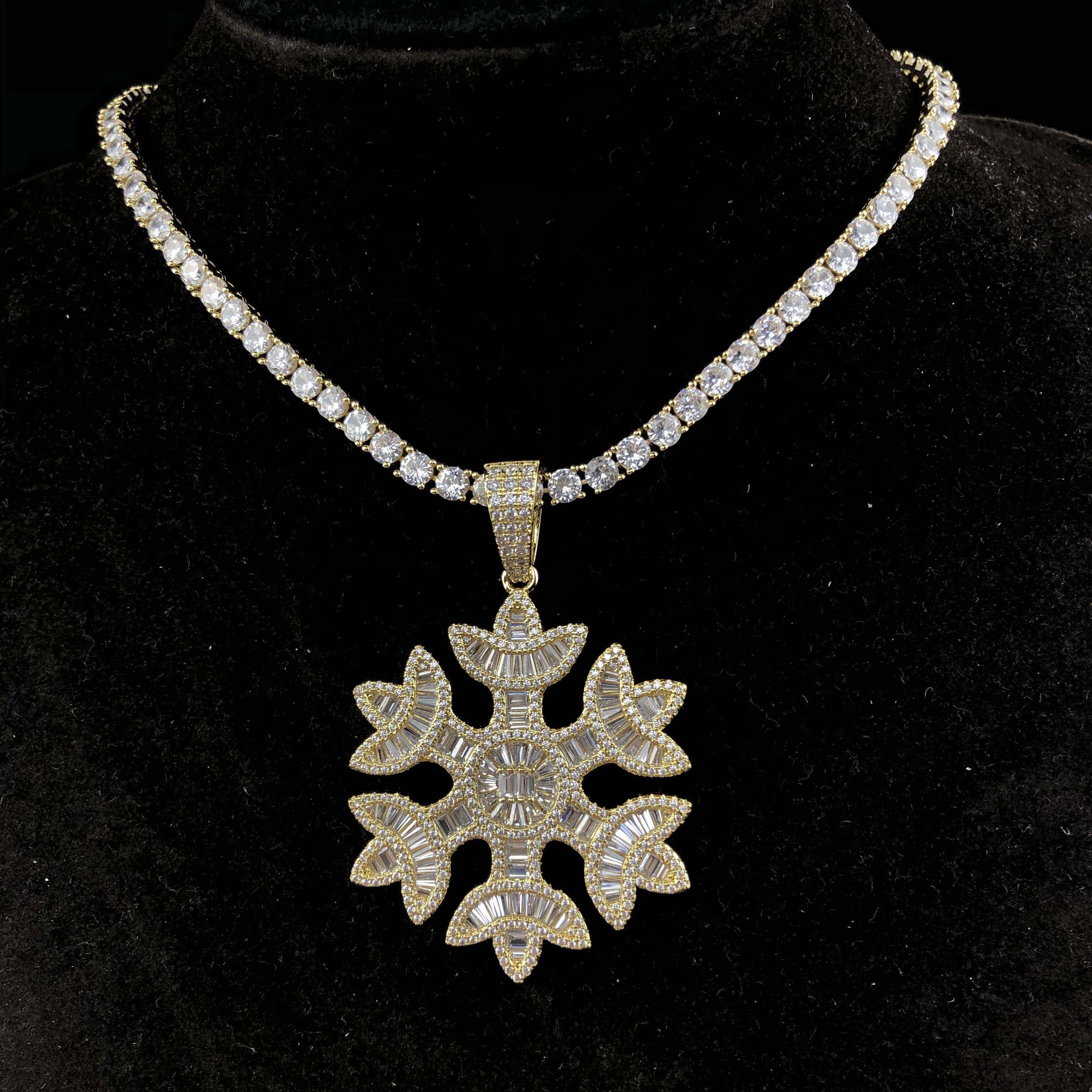 Baguette Snowflake Pendant