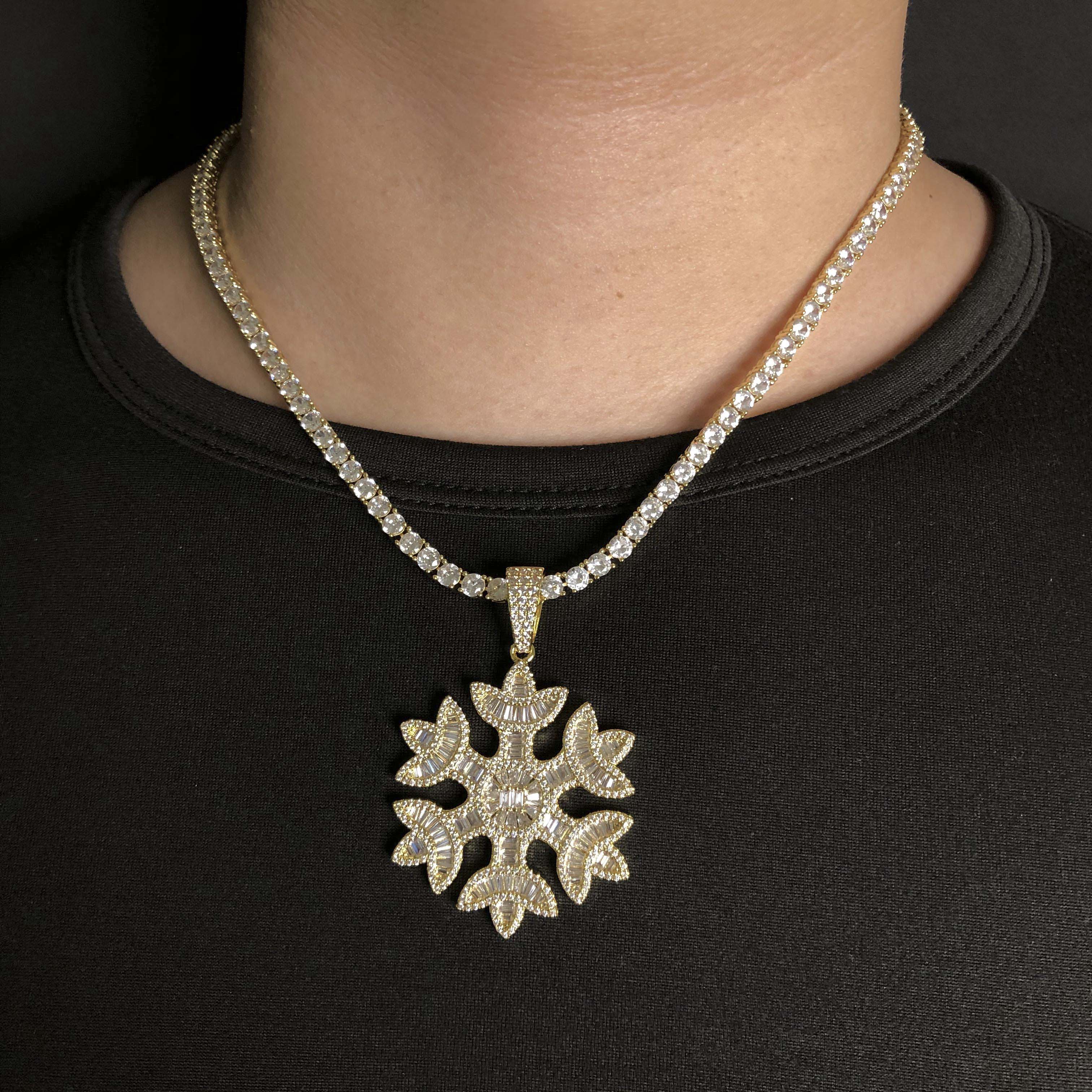 Baguette Snowflake Pendant