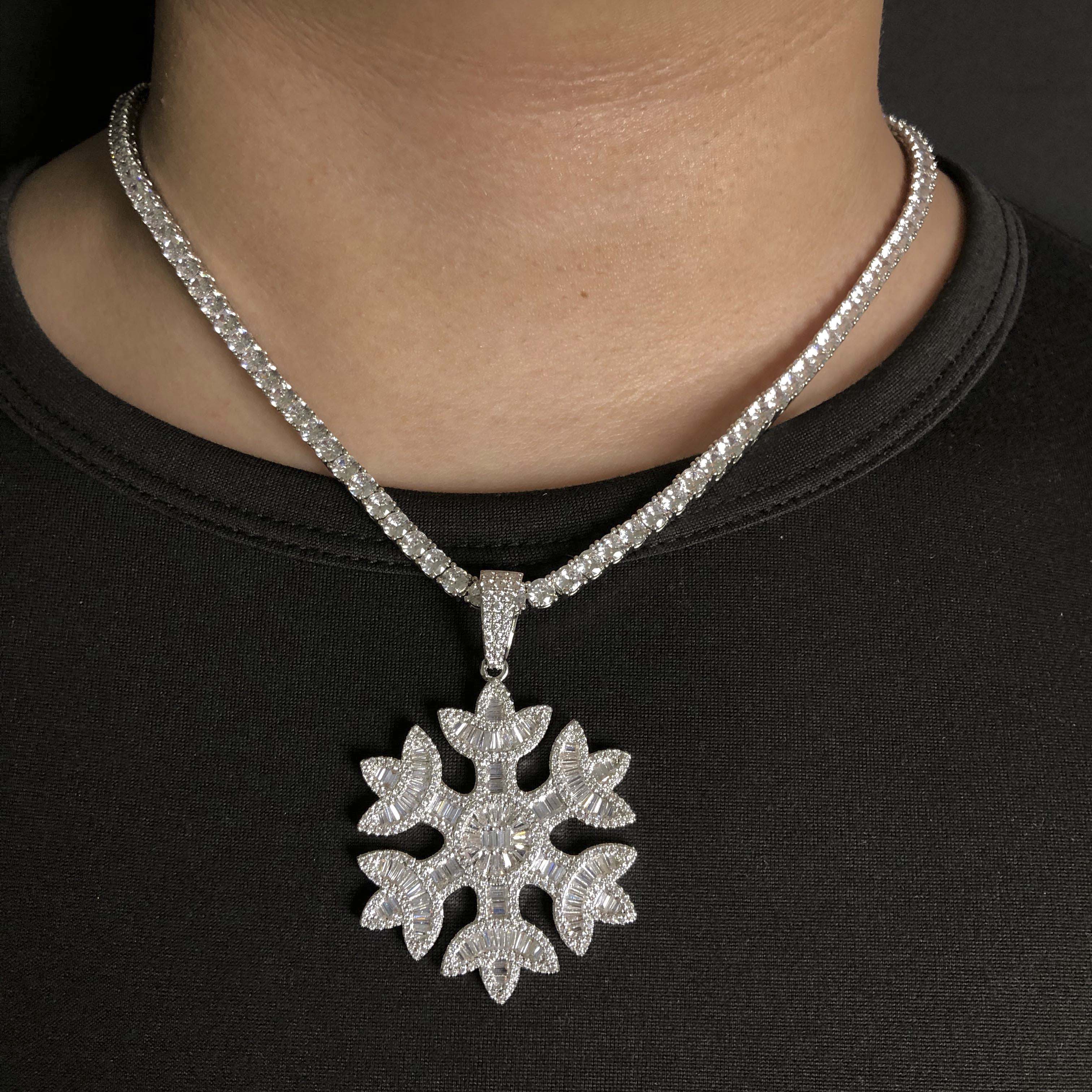 Baguette Snowflake Pendant