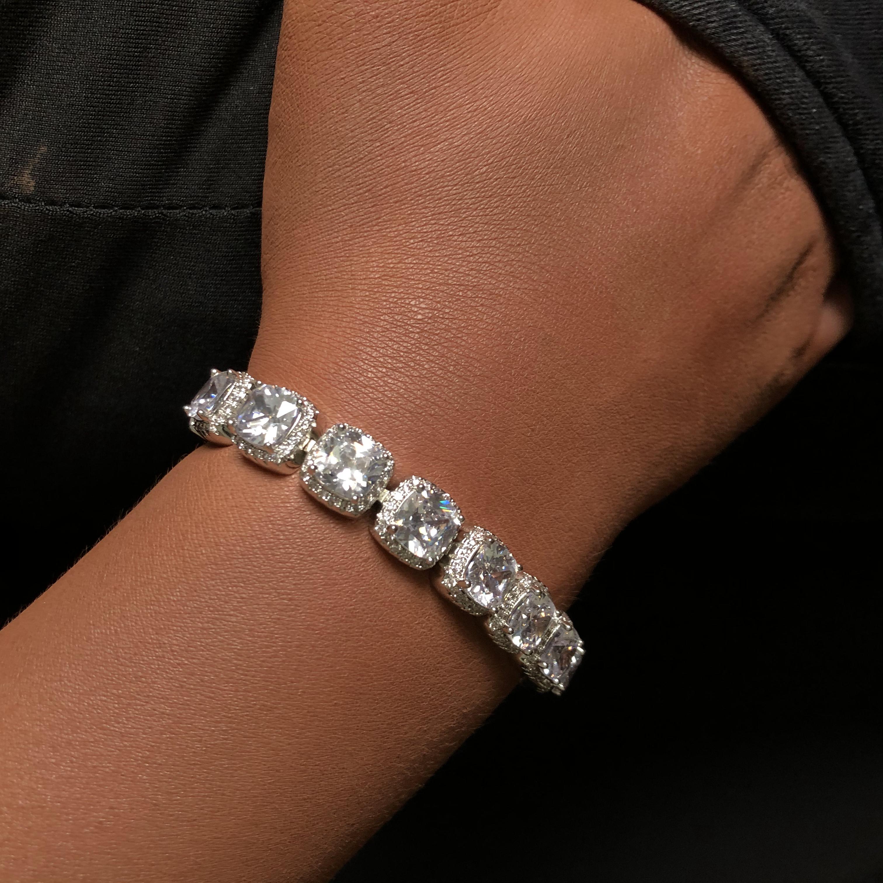 Cushion-cut Cluster Tennis Bracelet