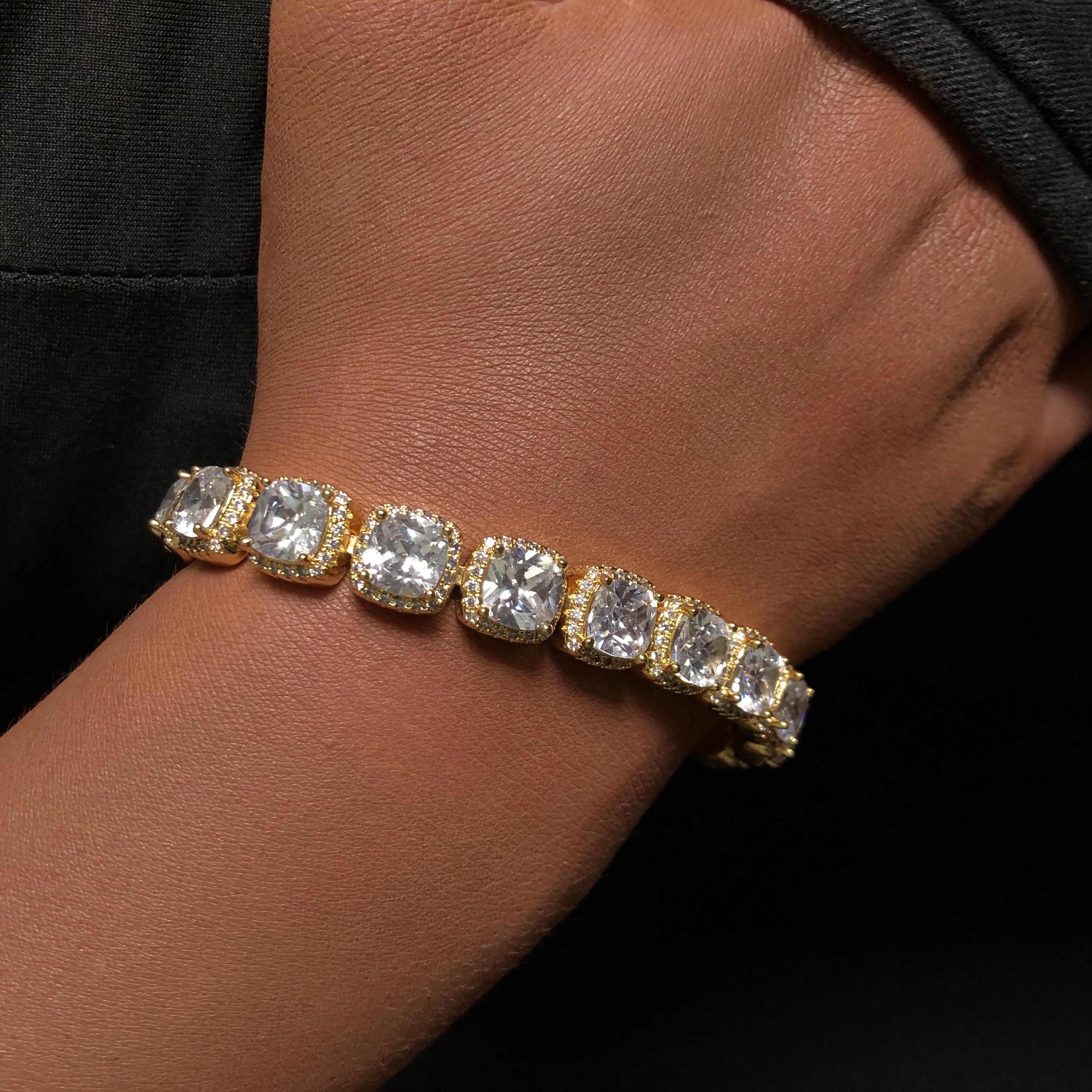 Cushion-cut Cluster Tennis Bracelet