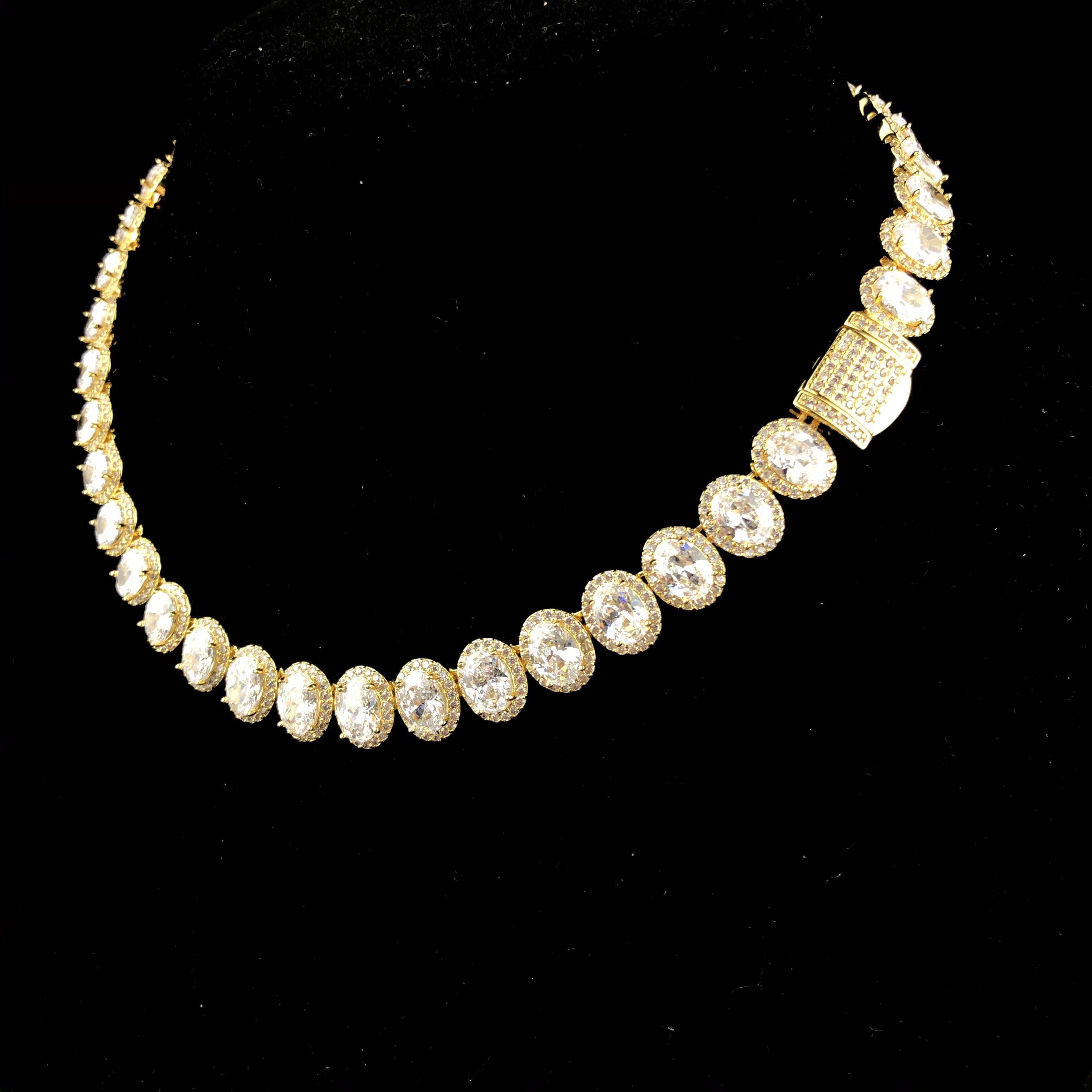 Oval Cut Cluster Tennis Chain