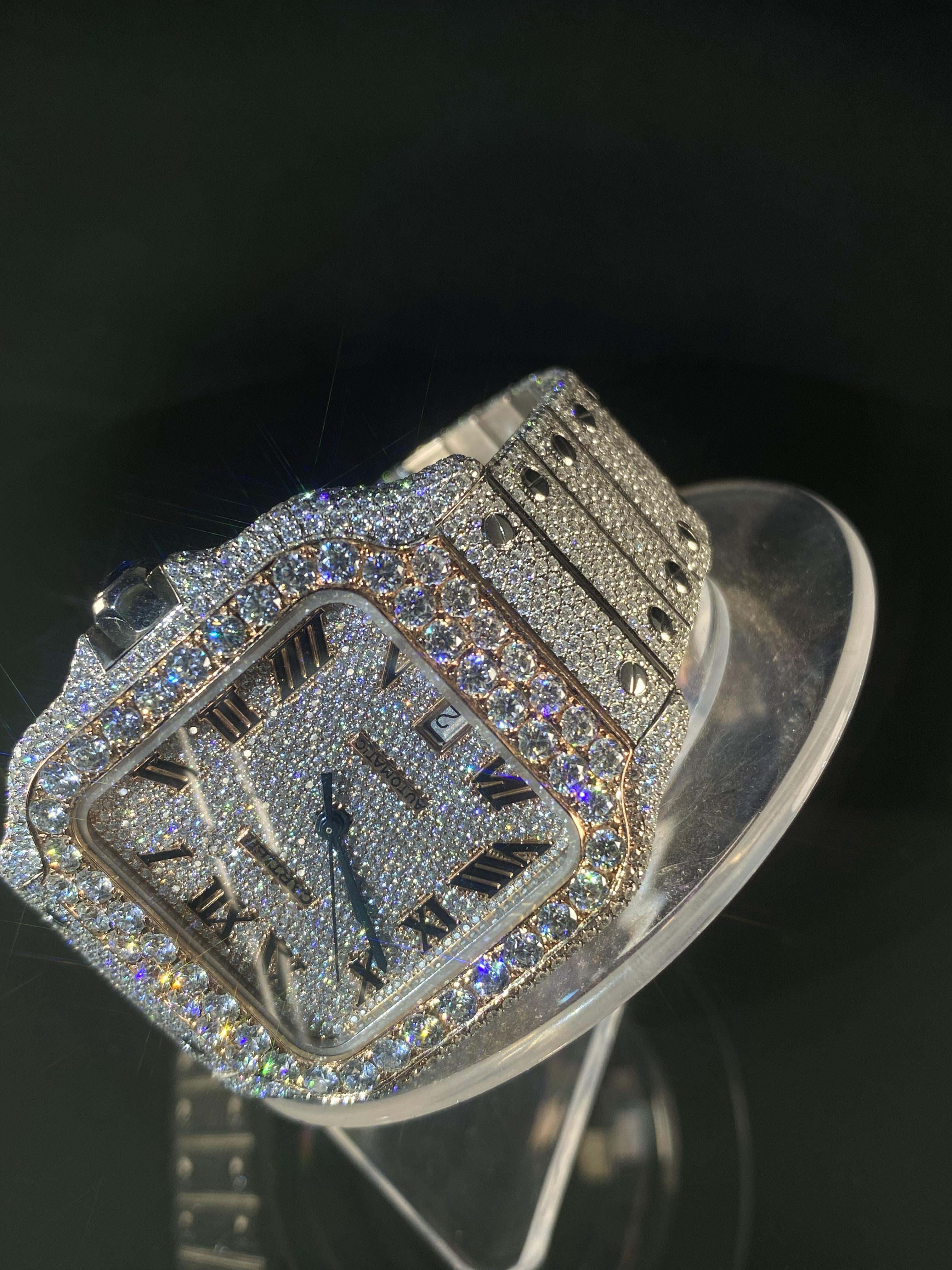 Fully Iced Out Hand Setting Vvs Moissanite Diamond Watch