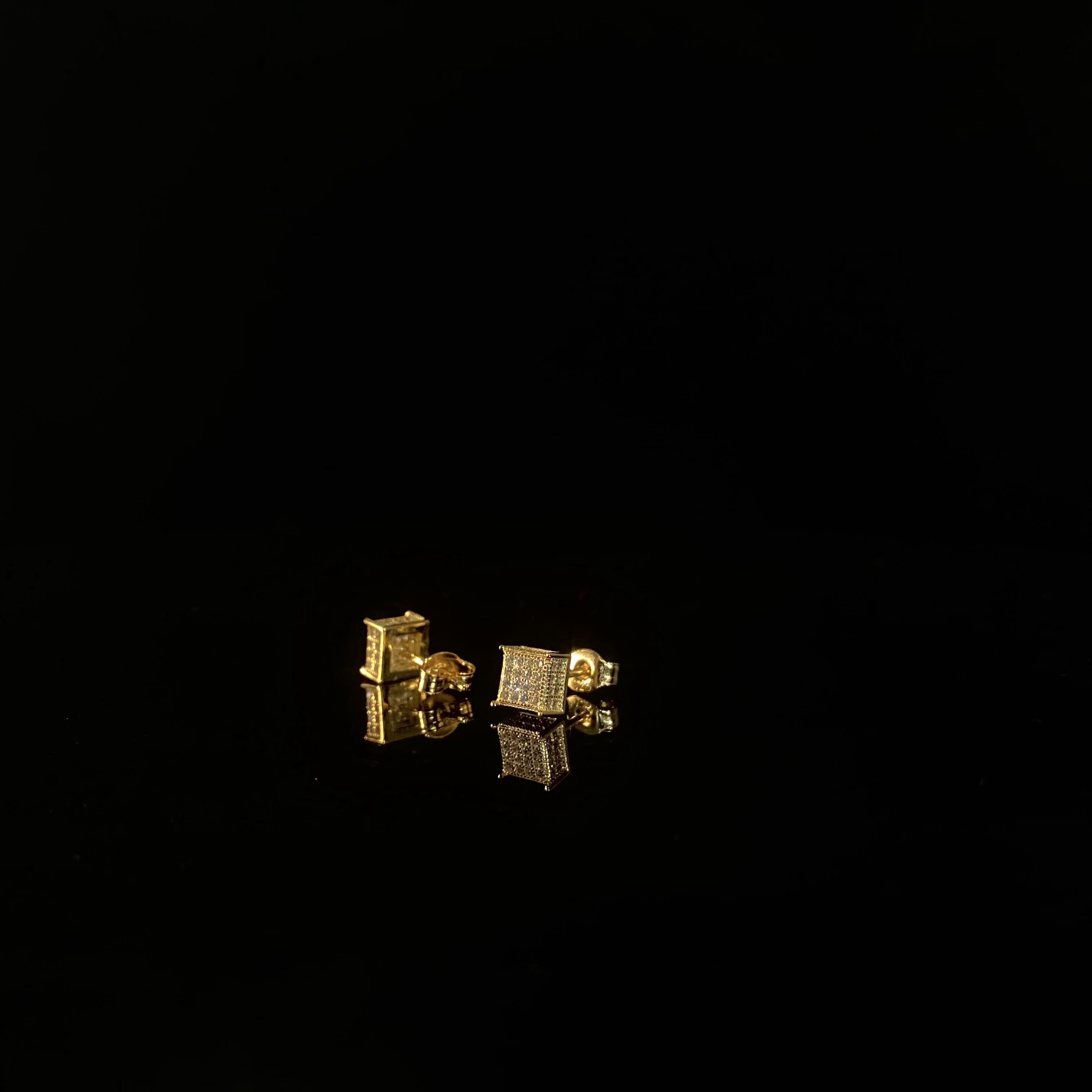 925 silver square minimalist Earrings - a pair