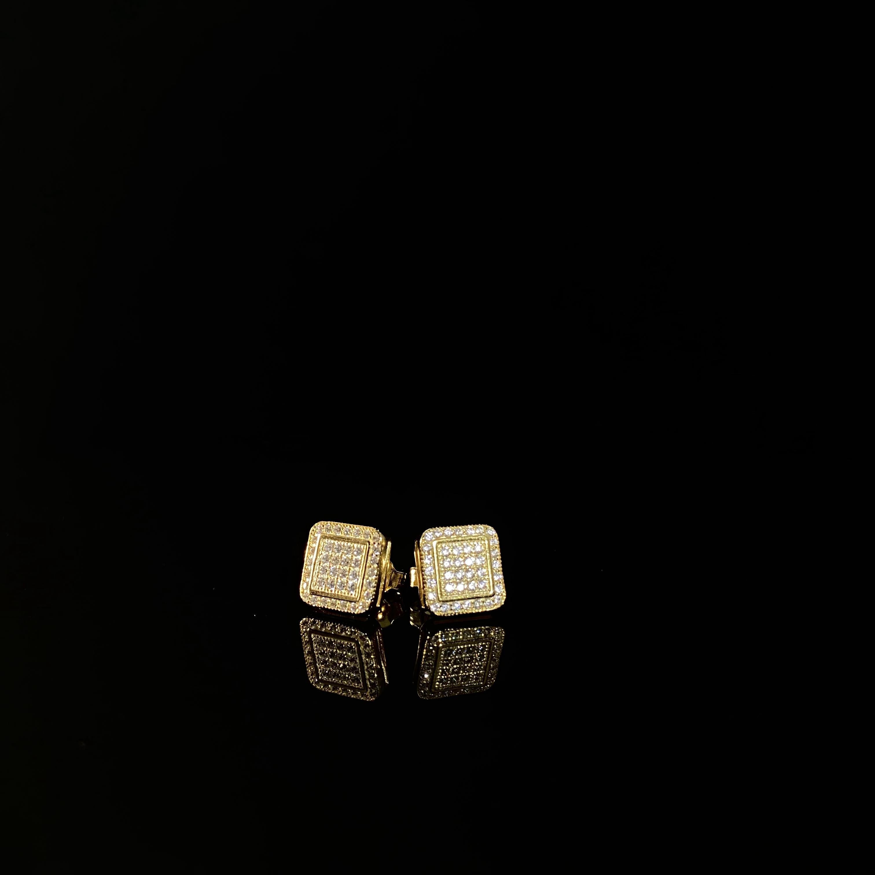 925 Silver Double layer Square Earrings - pair