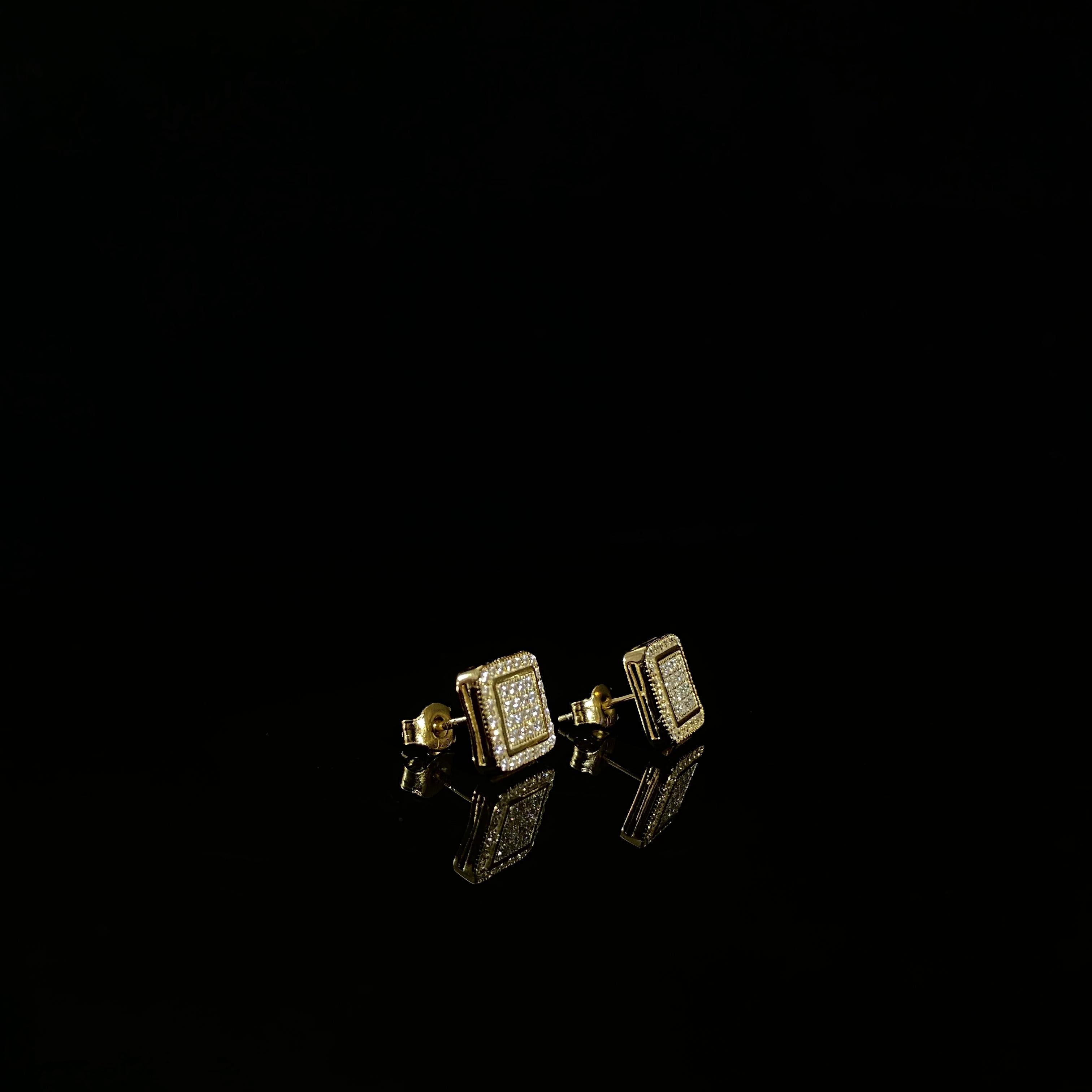 925 Silver Double layer Square Earrings - pair