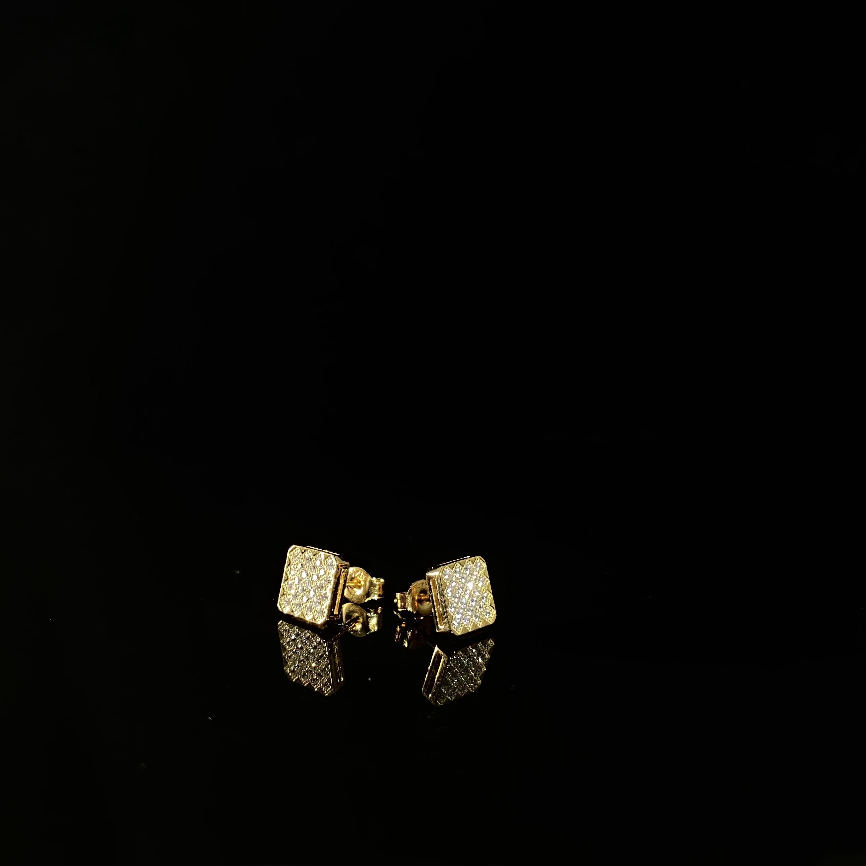 Sterling Silver Earrings Square Zircon Pair – 925 Silver