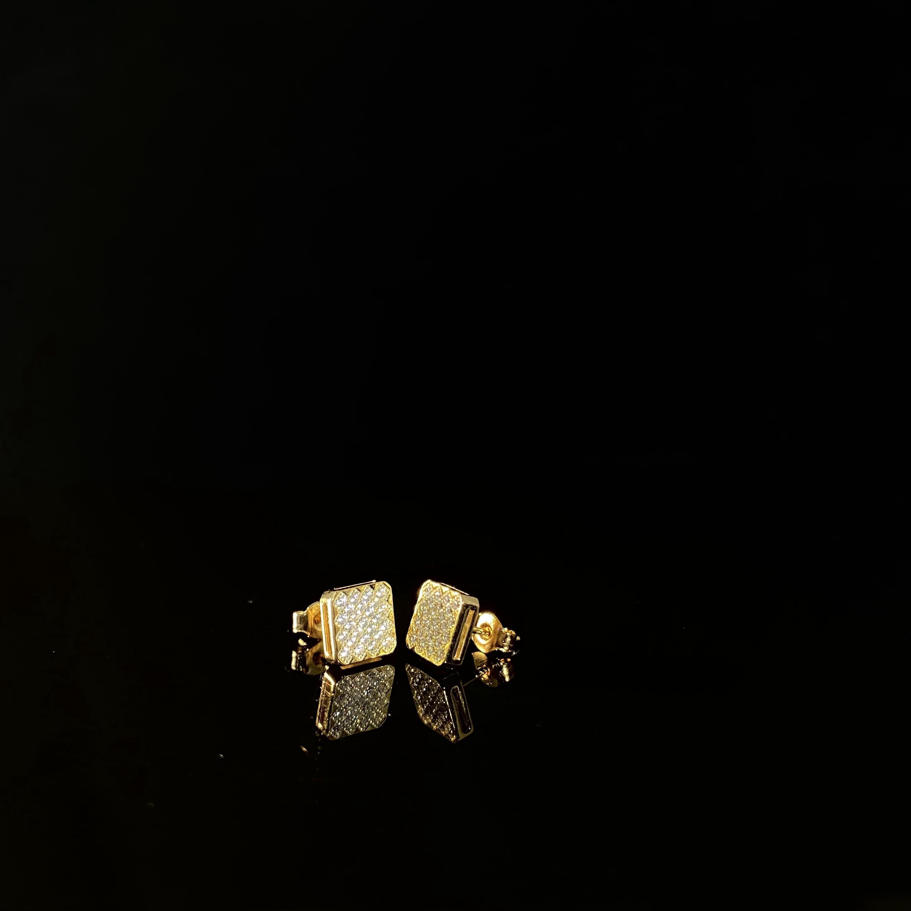 925 Sterling Silver Earrings square full zircon - a pair