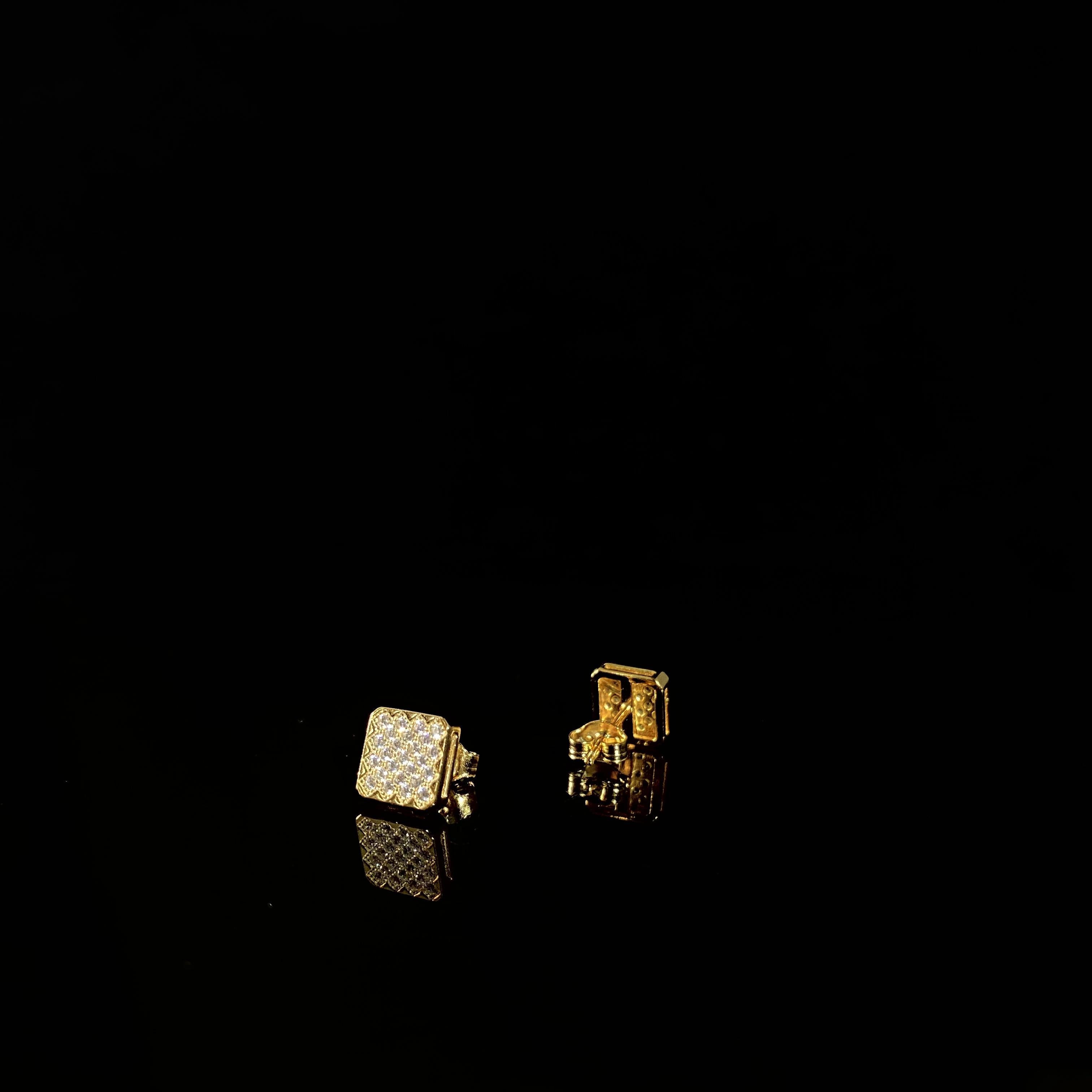 925 Sterling Silver Earrings square full zircon - a pair