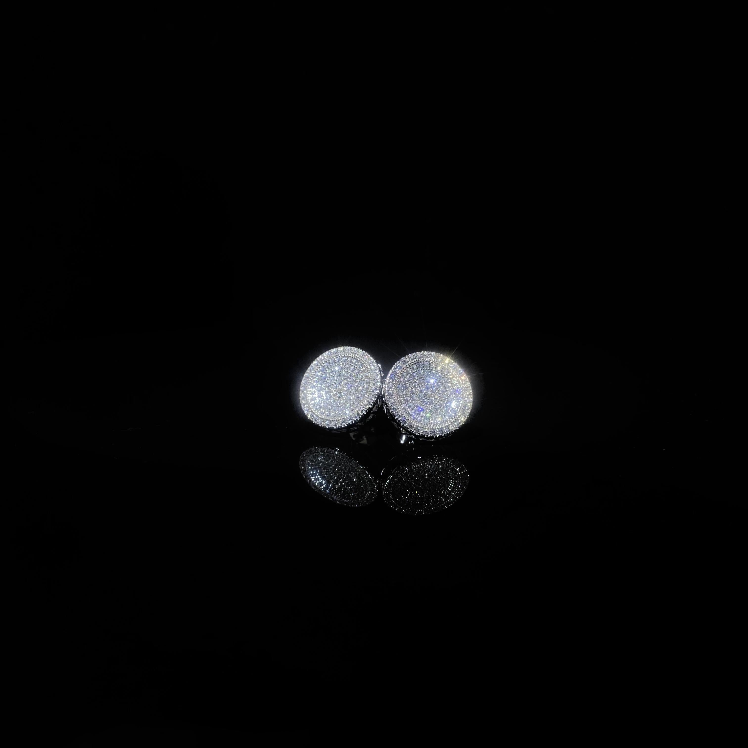 925 Silver Round zirconia inlaid Earrings - a pair