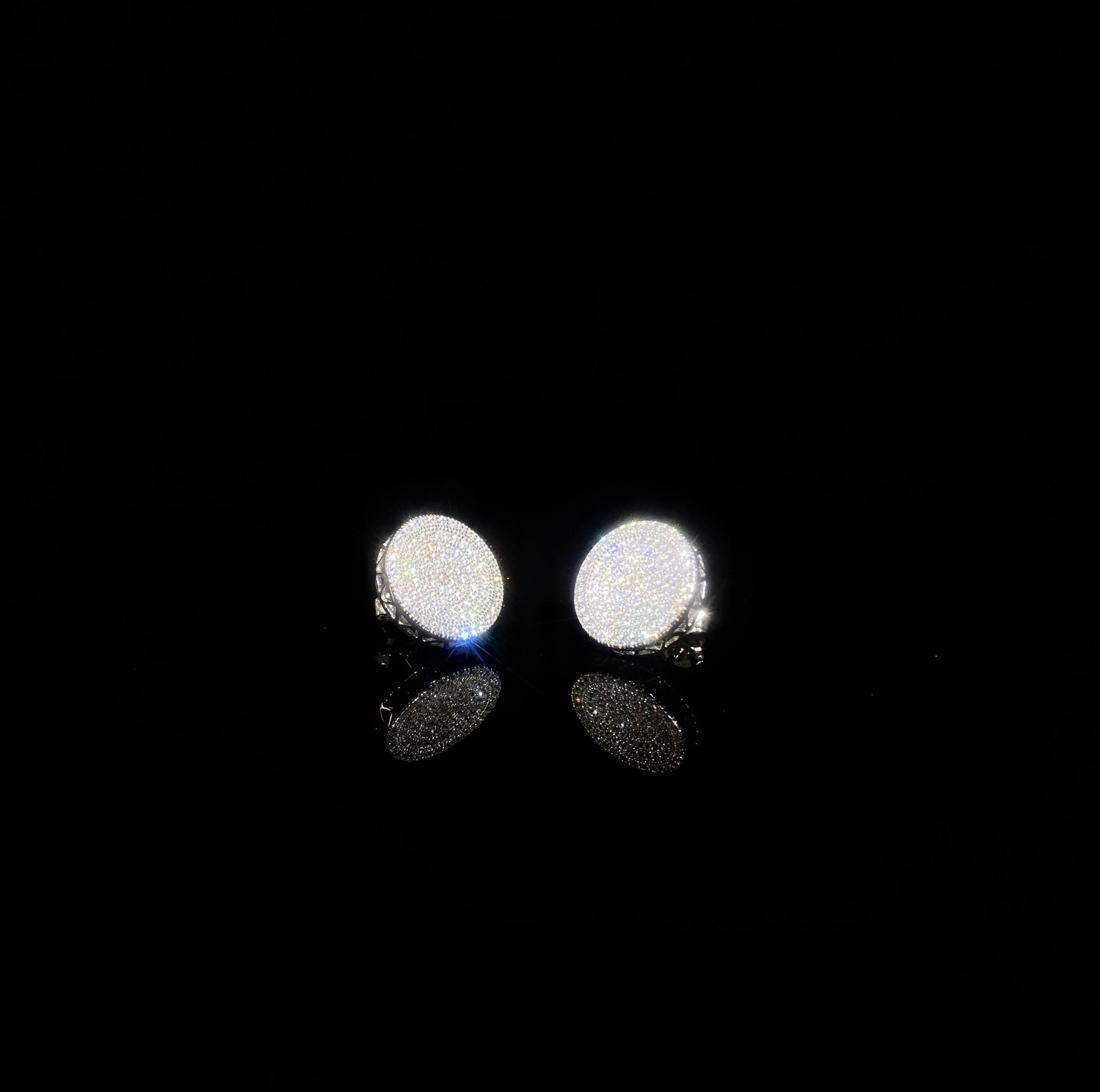 925 Silver Round zirconia inlaid Earrings - a pair