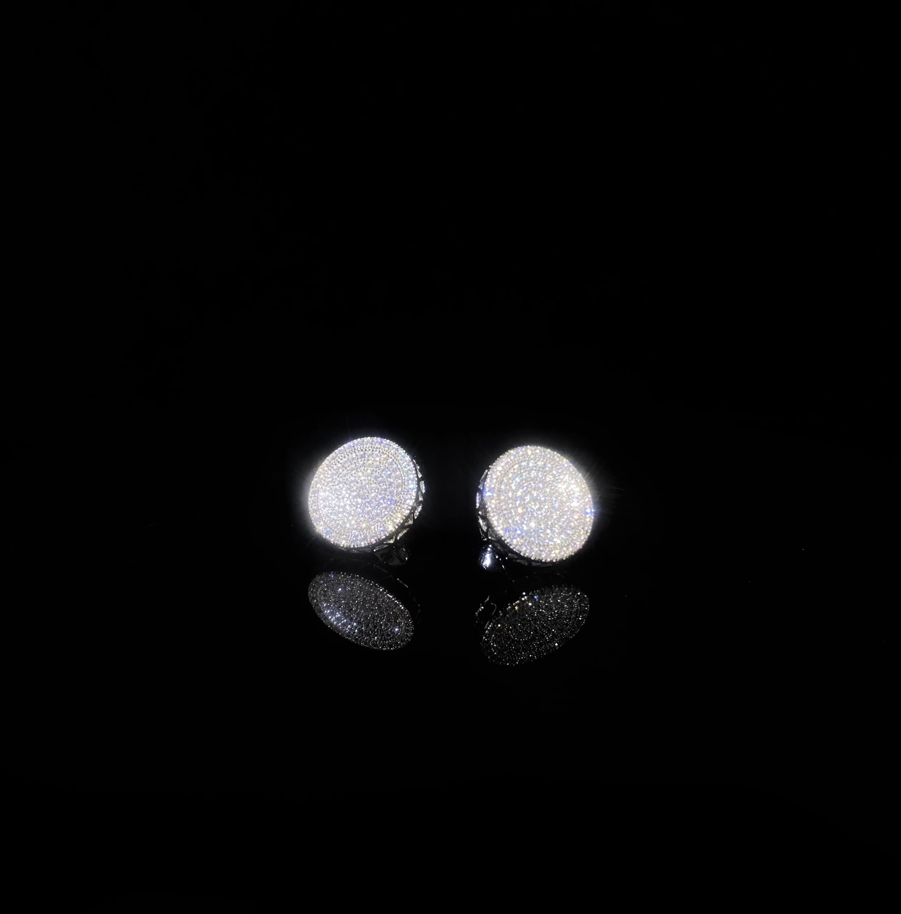 925 Silver Round zirconia inlaid Earrings - a pair