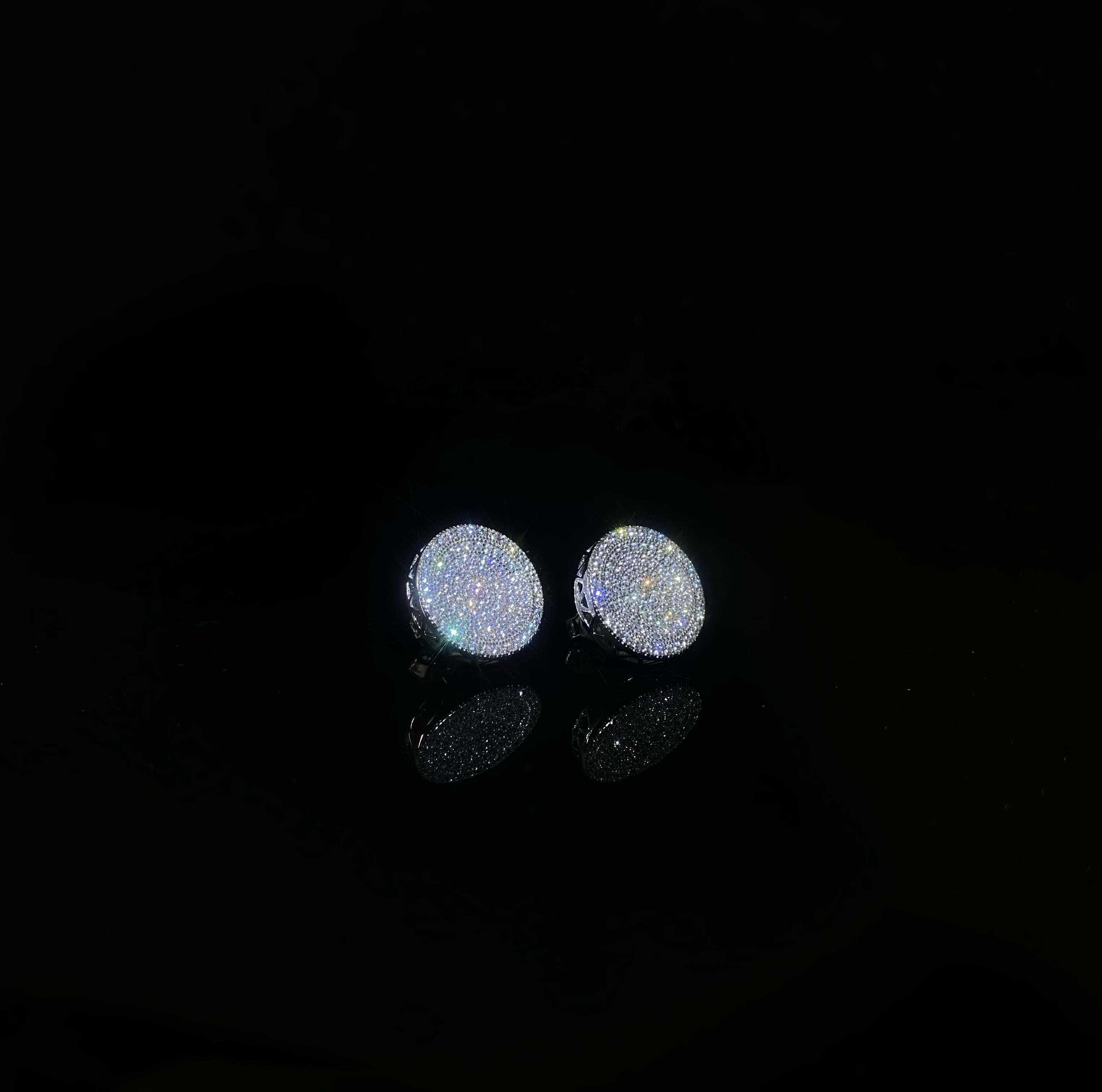 925 Silver Round zirconia inlaid Earrings - a pair