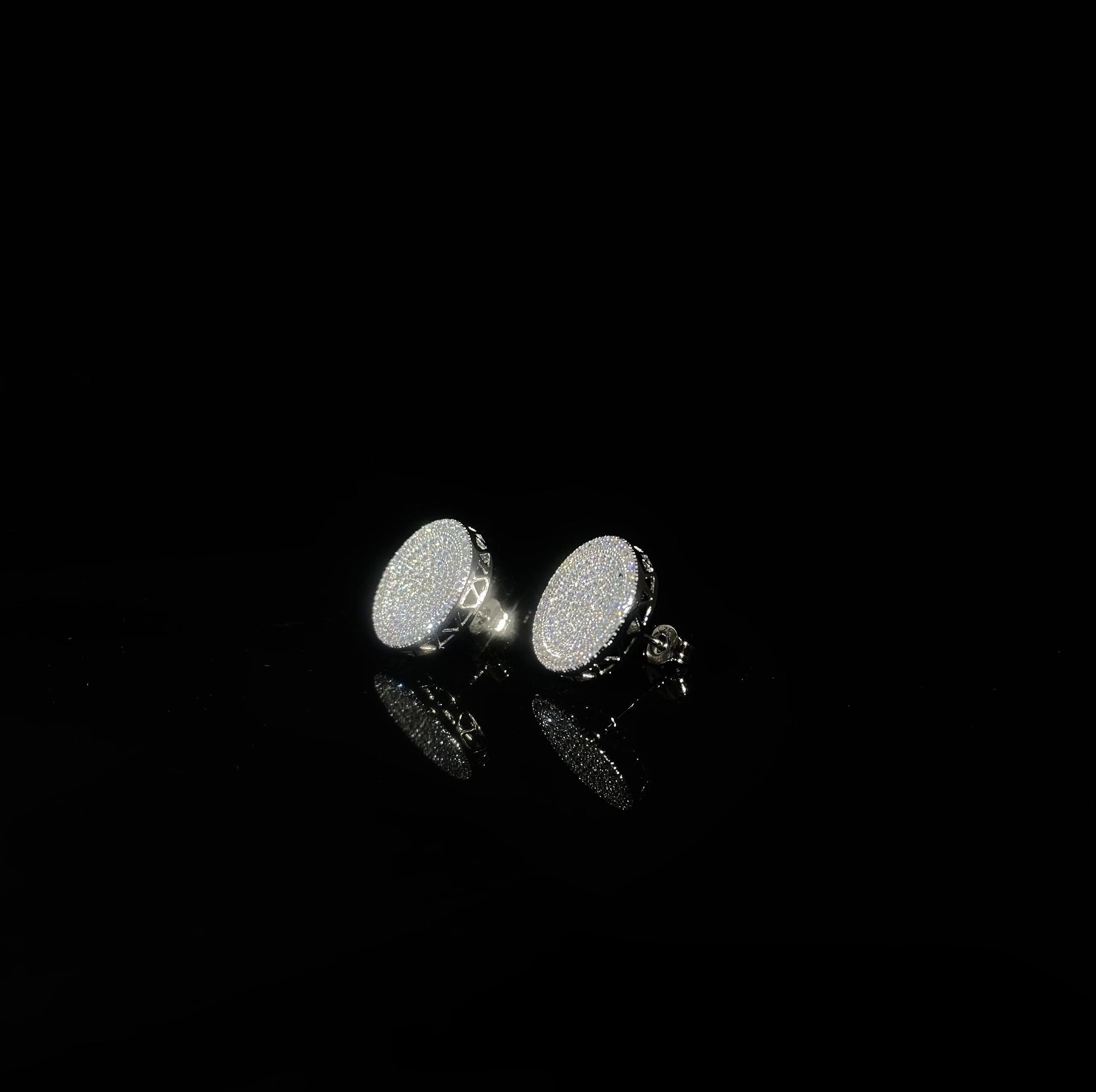 925 Silver Round zirconia inlaid Earrings - a pair