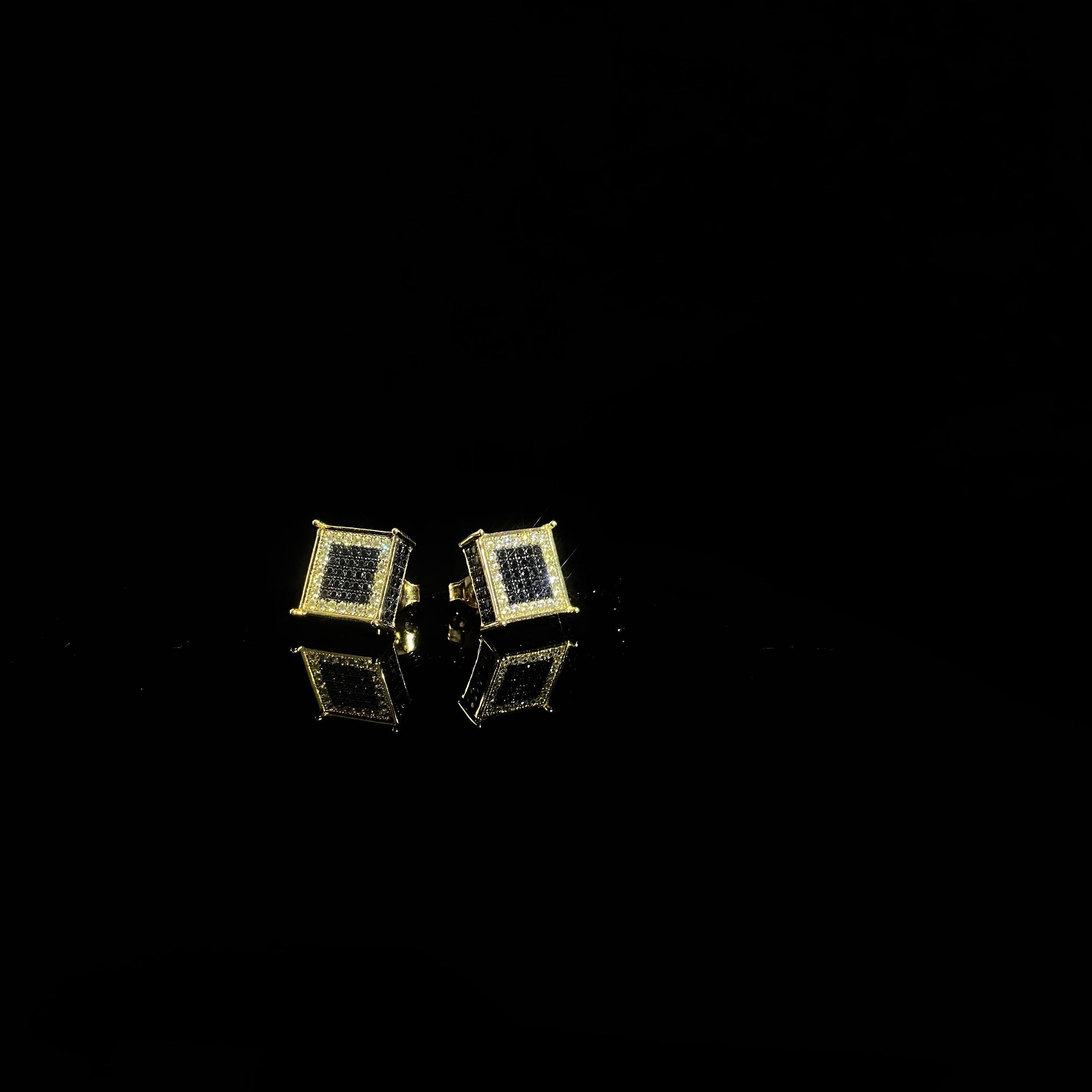 Black Mini Earrings – 925 Silver Full Black Stud Pair
