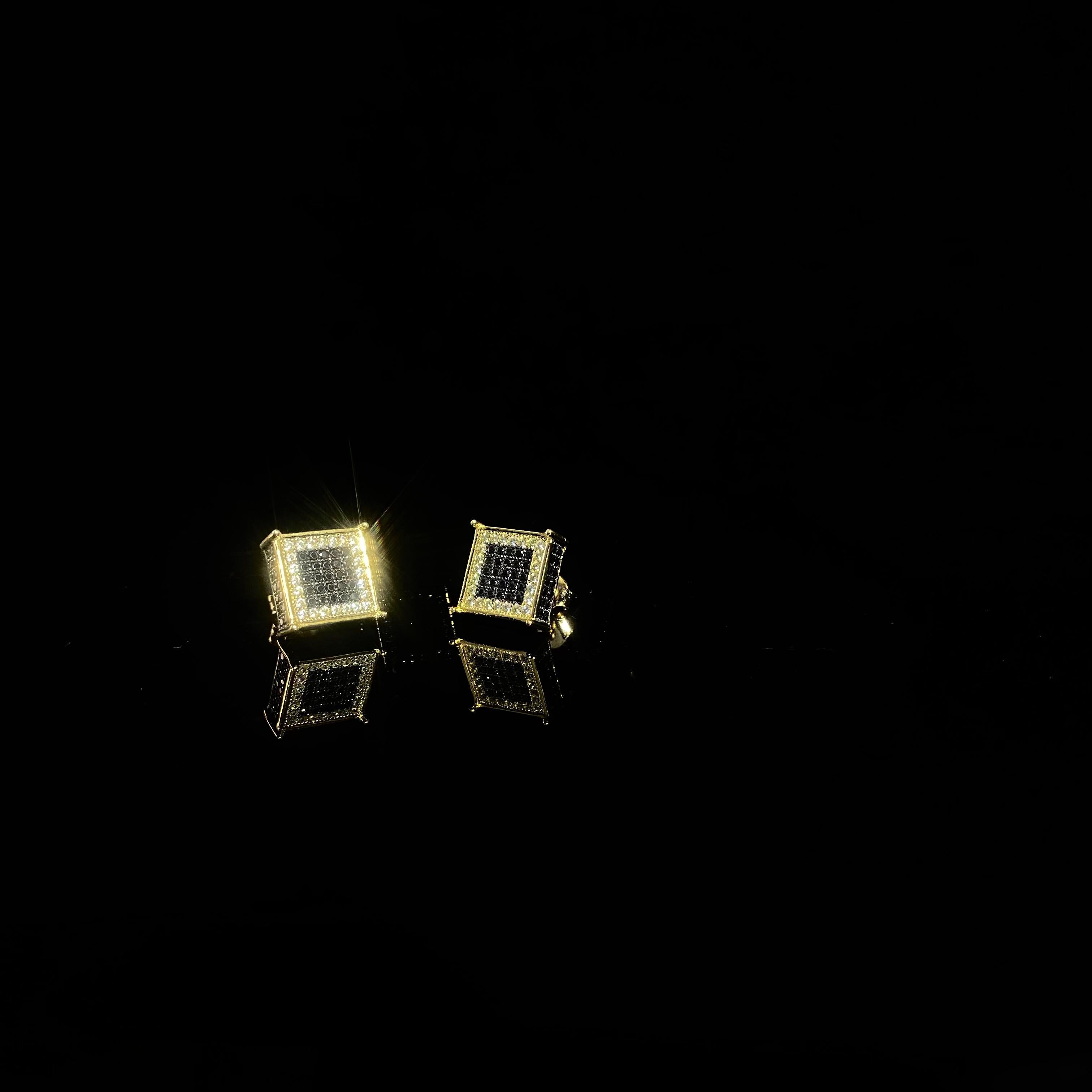 925 Mini full black Earrings - a pair