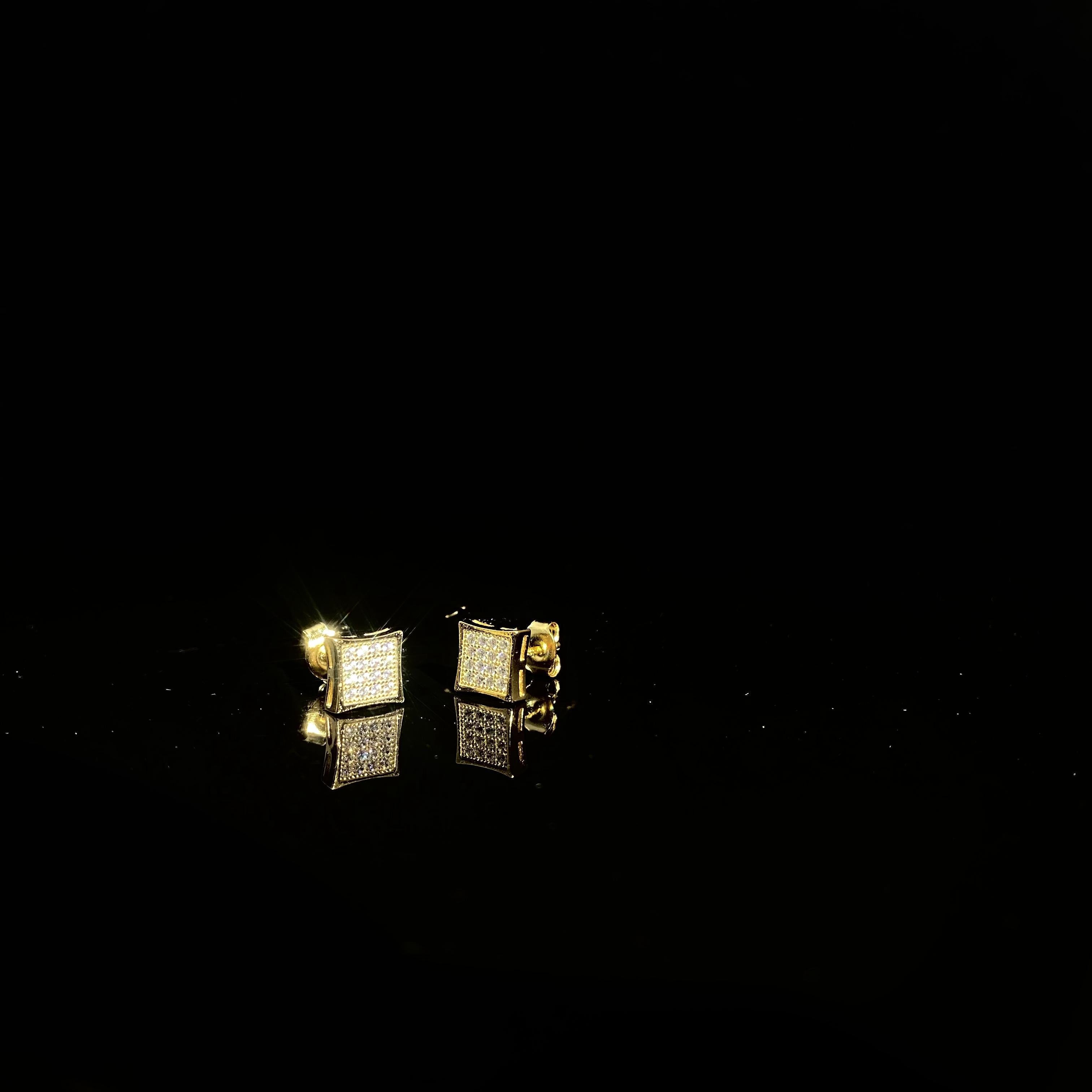 Square cut inlay 925 silver - pair