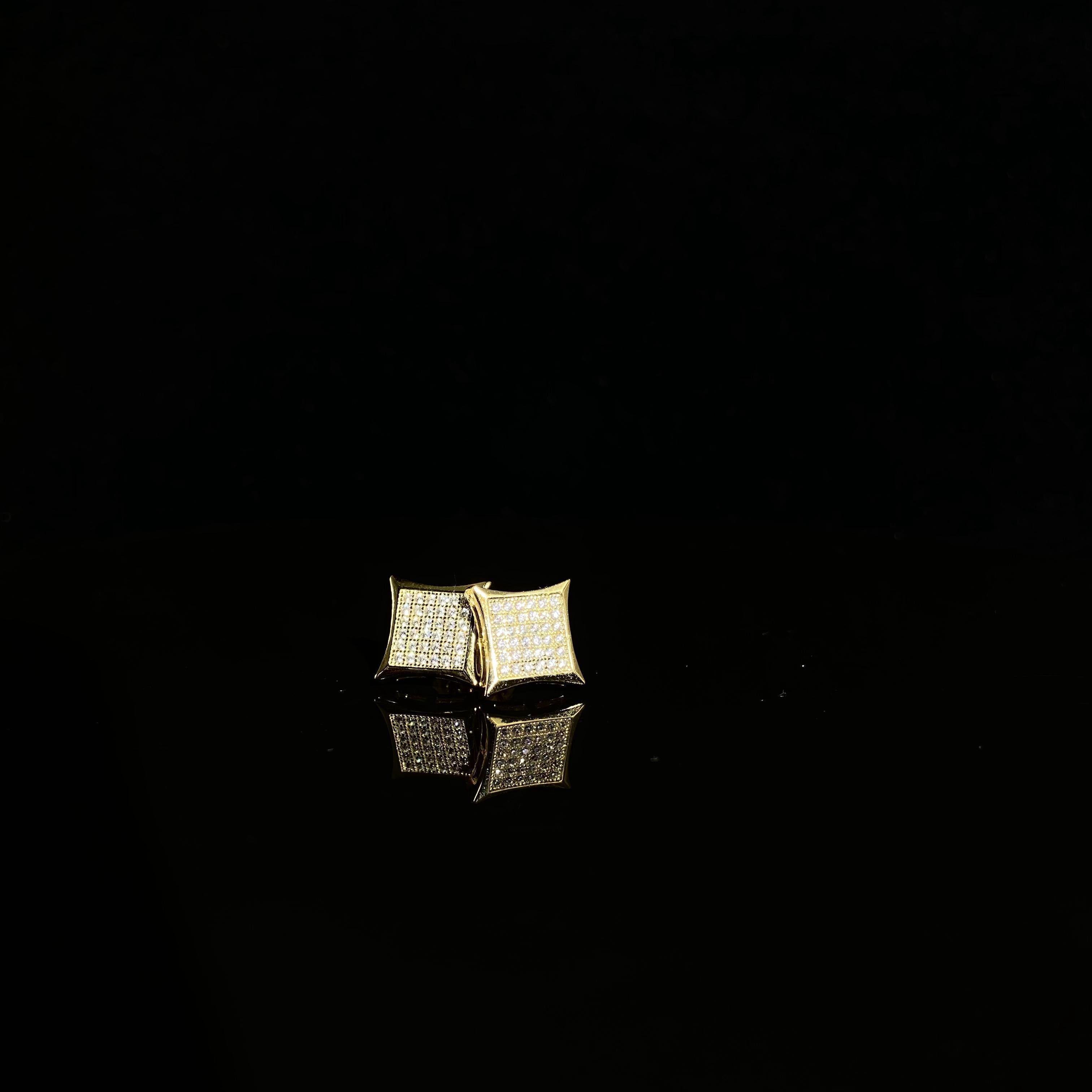 925 curved square Earrings - pair