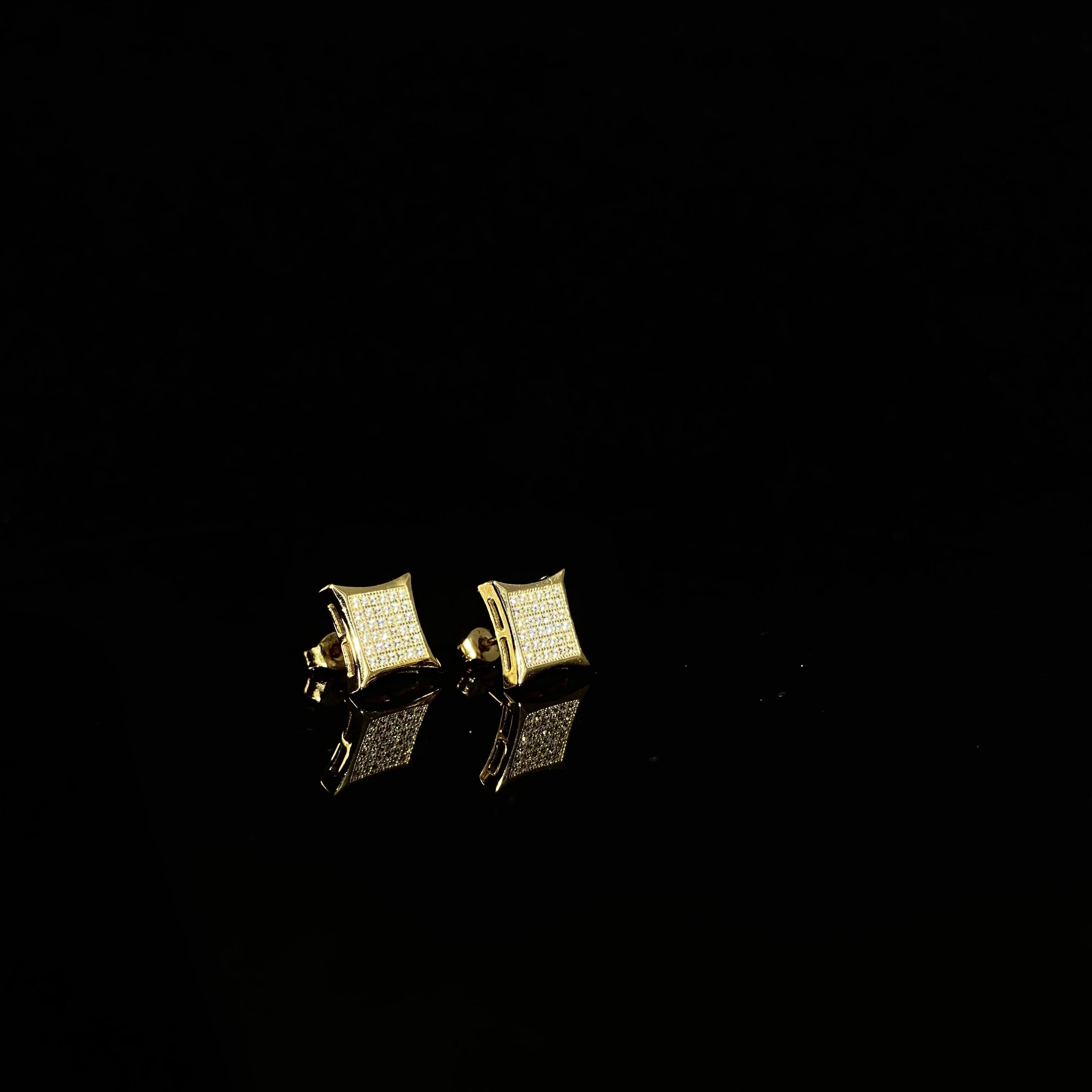 925 curved square Earrings - pair