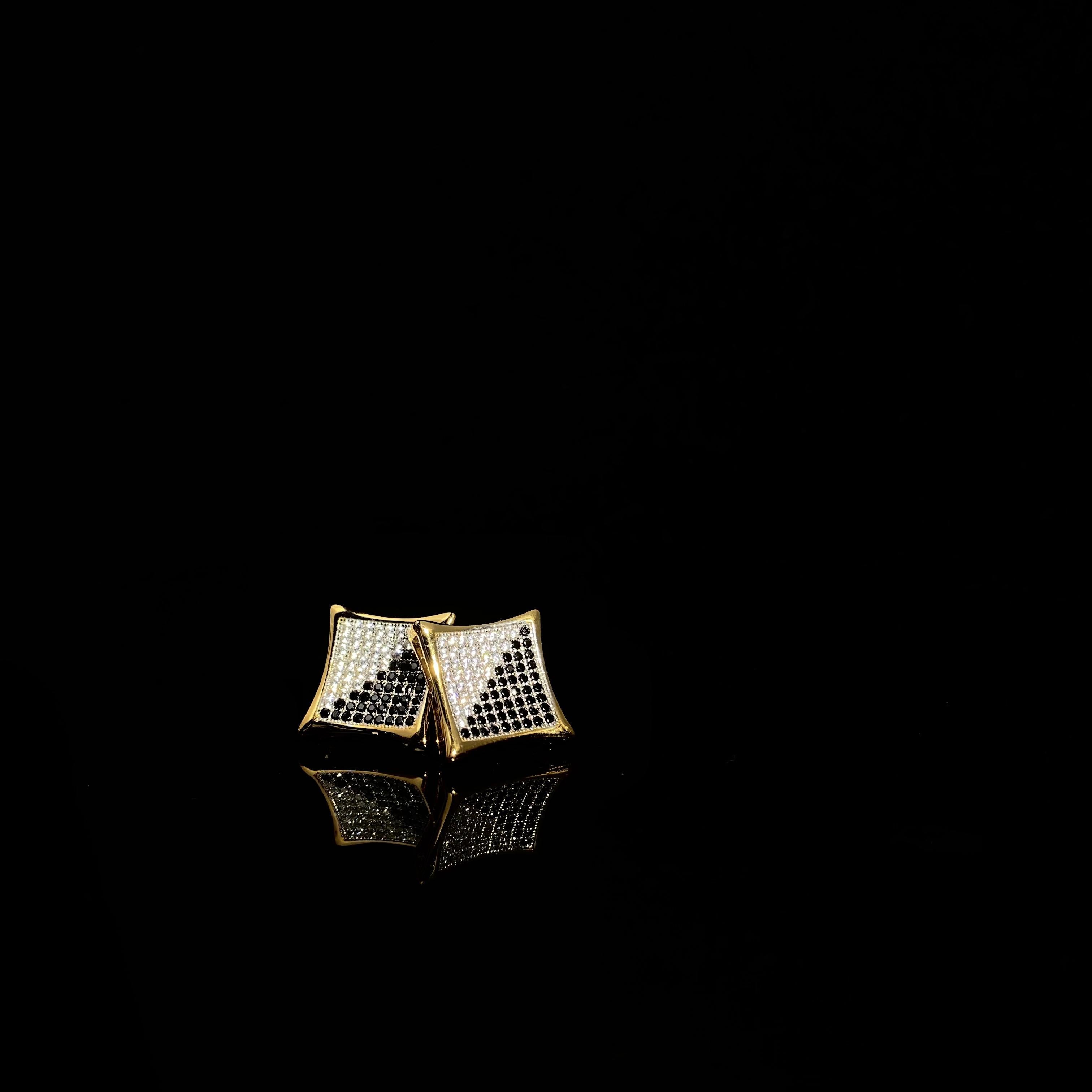 925 silver small square personalized Earrings - a pair
