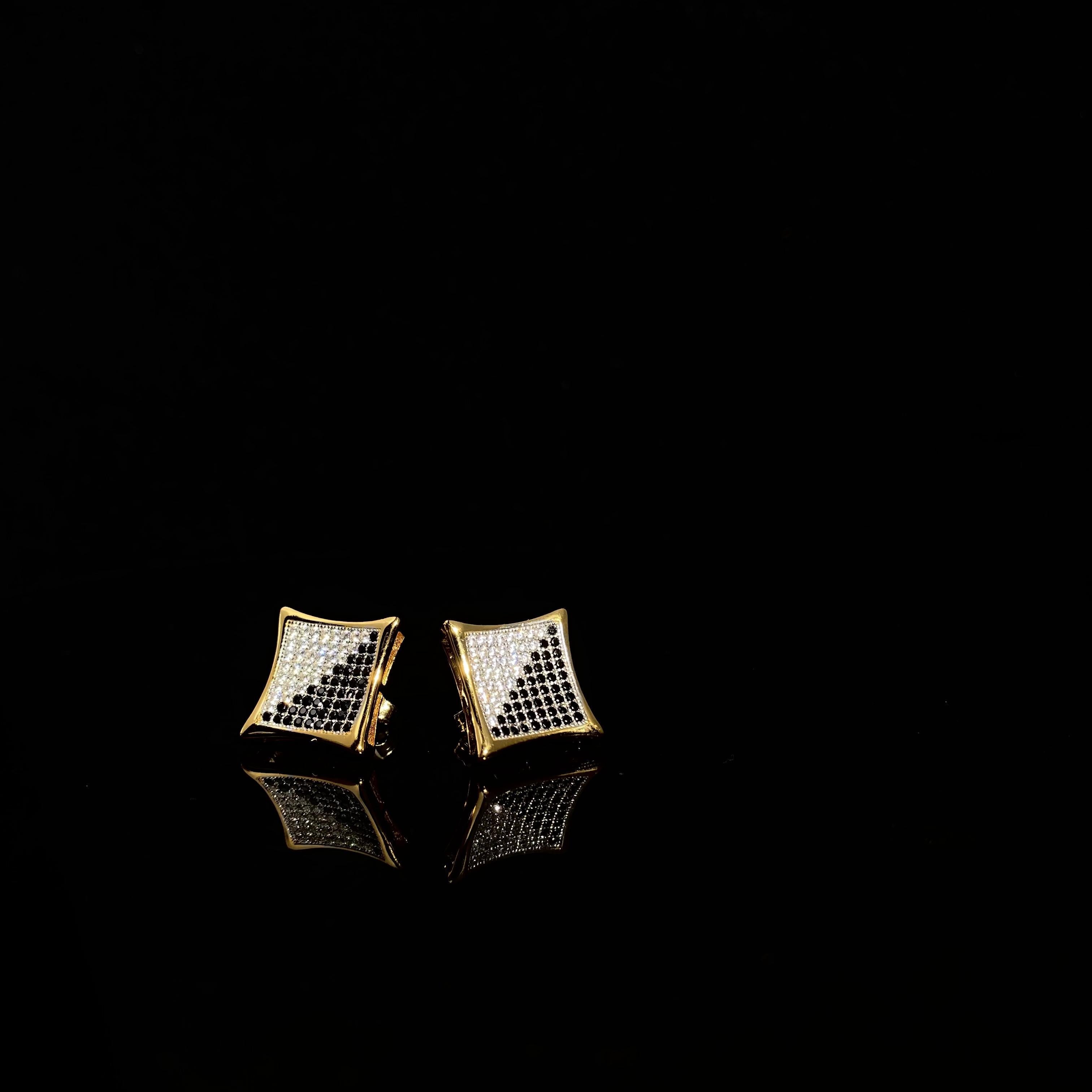 925 silver small square personalized Earrings - a pair