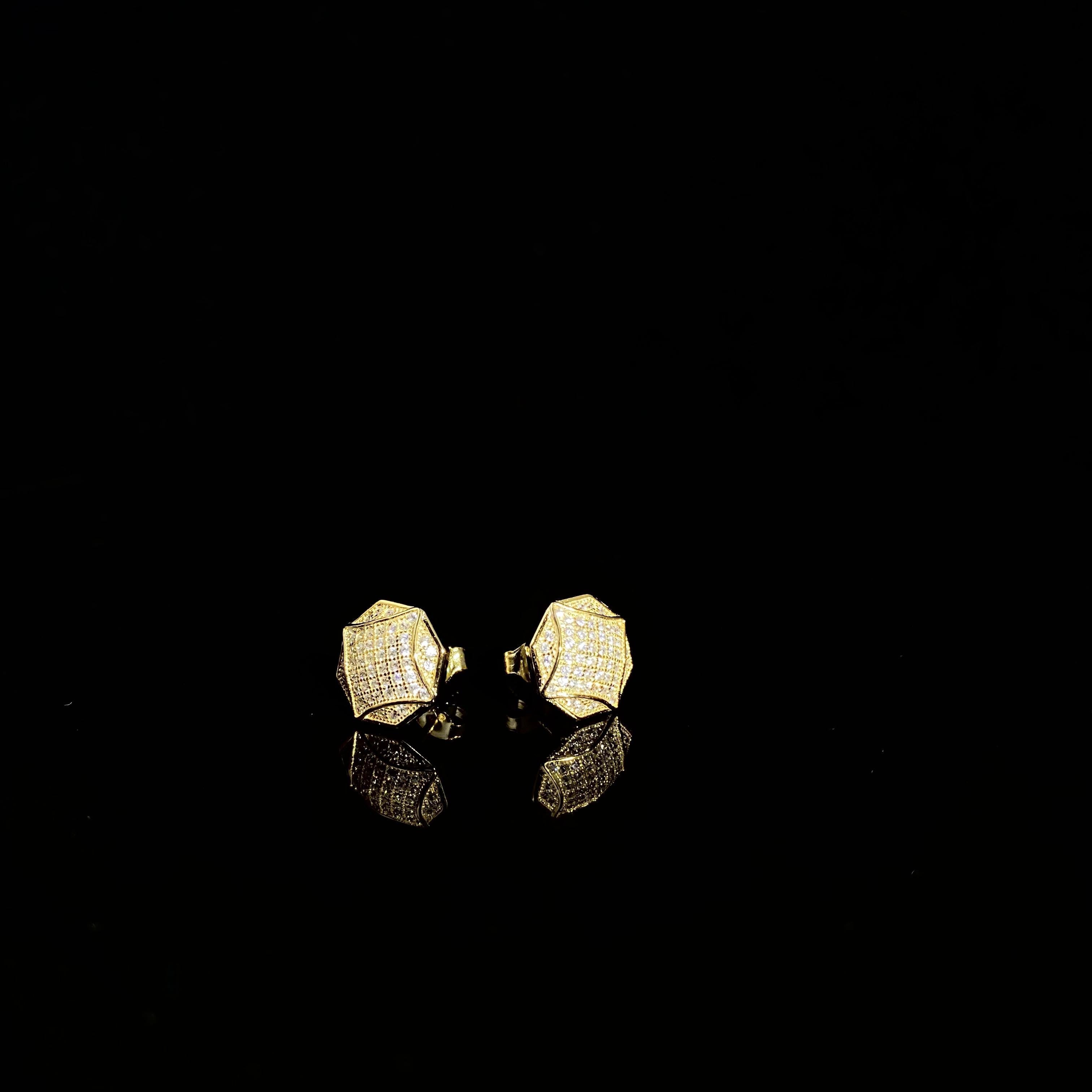 925 silver hexagonal shiny Earrings - pair