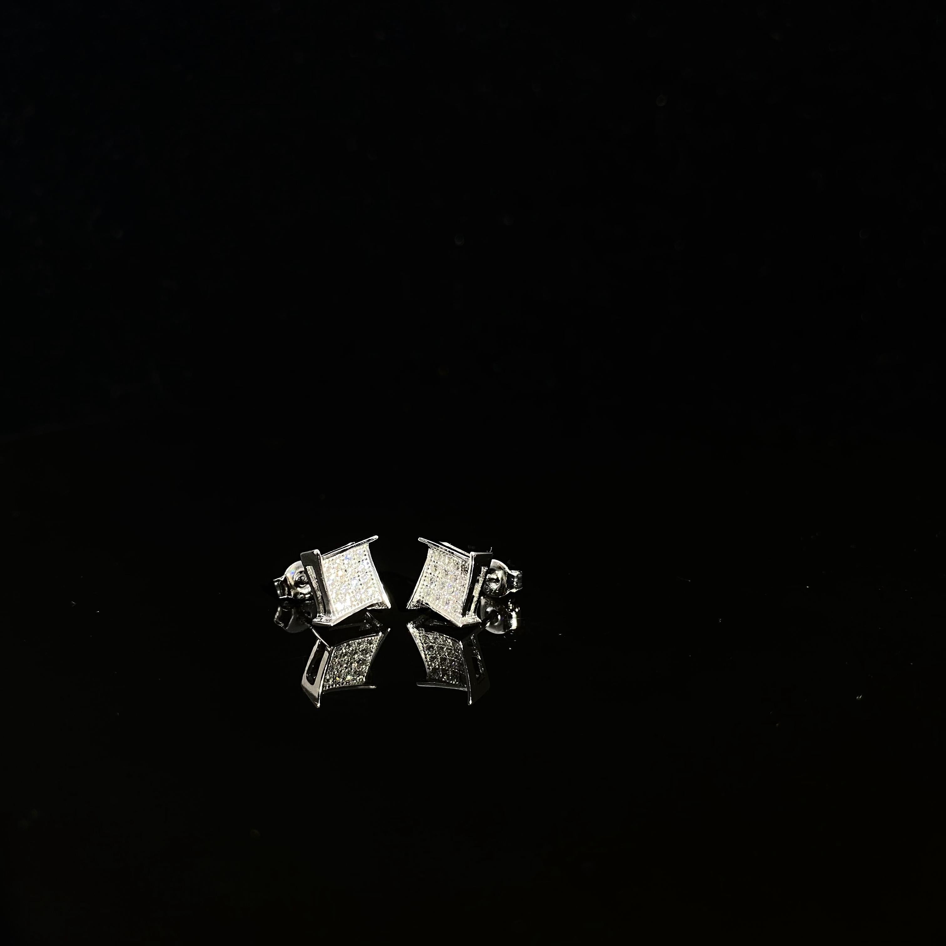 925 silver windmill Square Earrings - pair