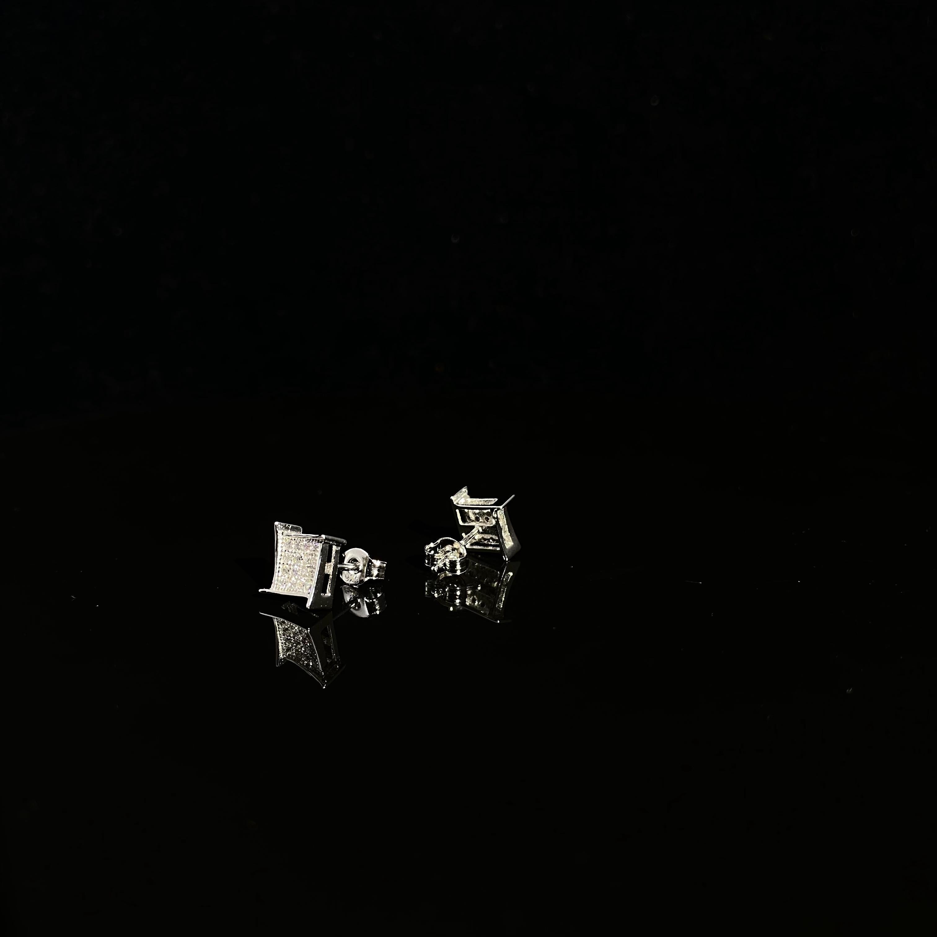 925 silver windmill Square Earrings - pair