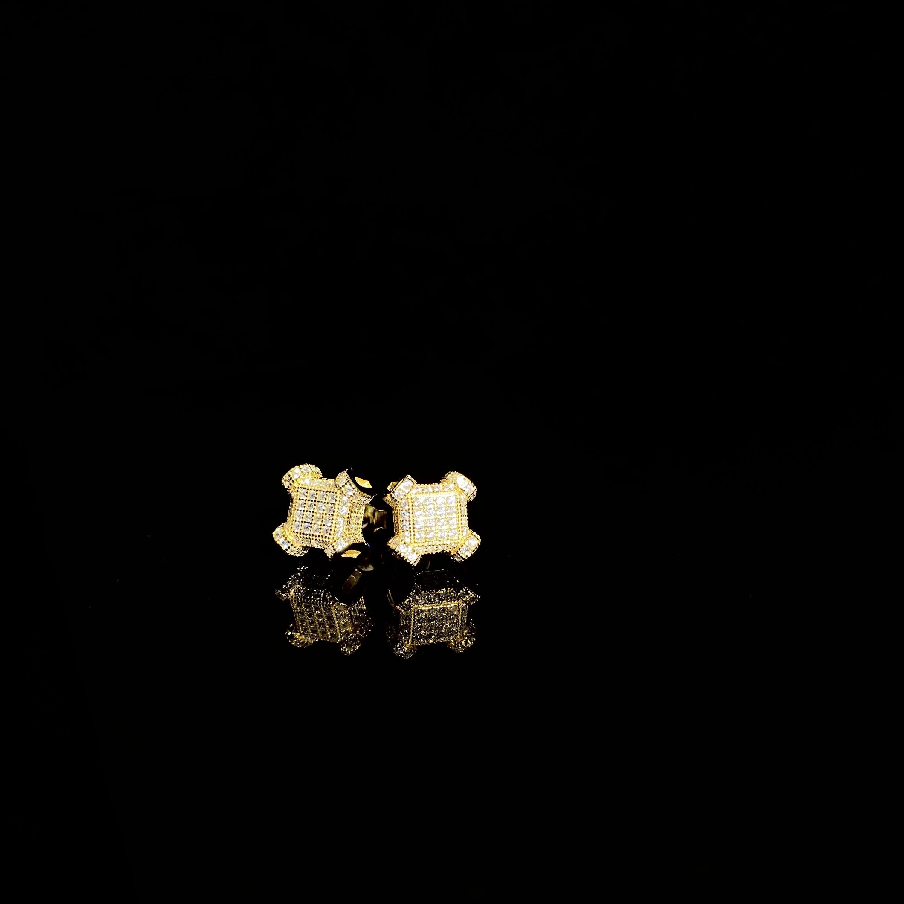 925 Silver Spiral ear cap with Square Earrings - a pair