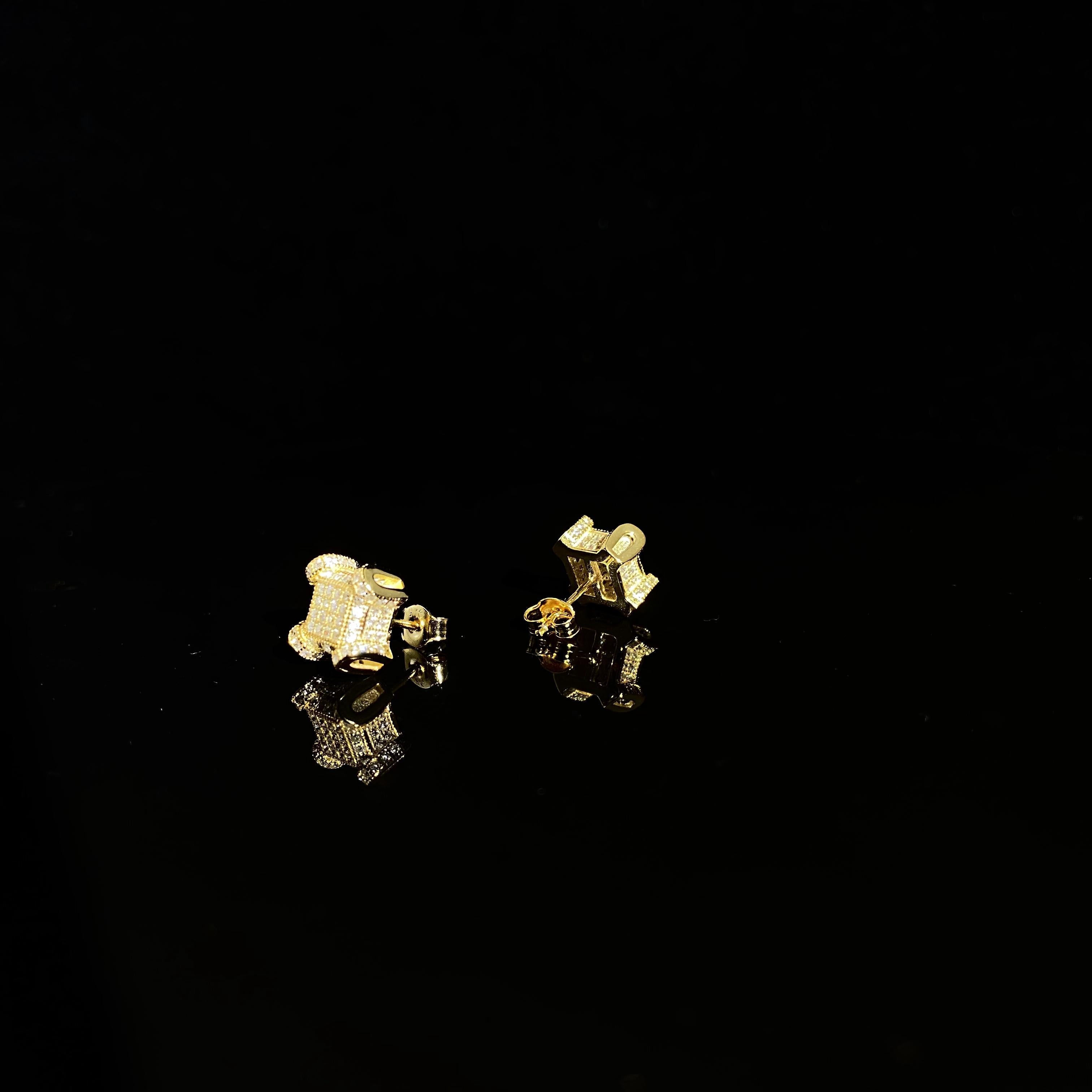 925 Silver Spiral ear cap with Square Earrings - a pair
