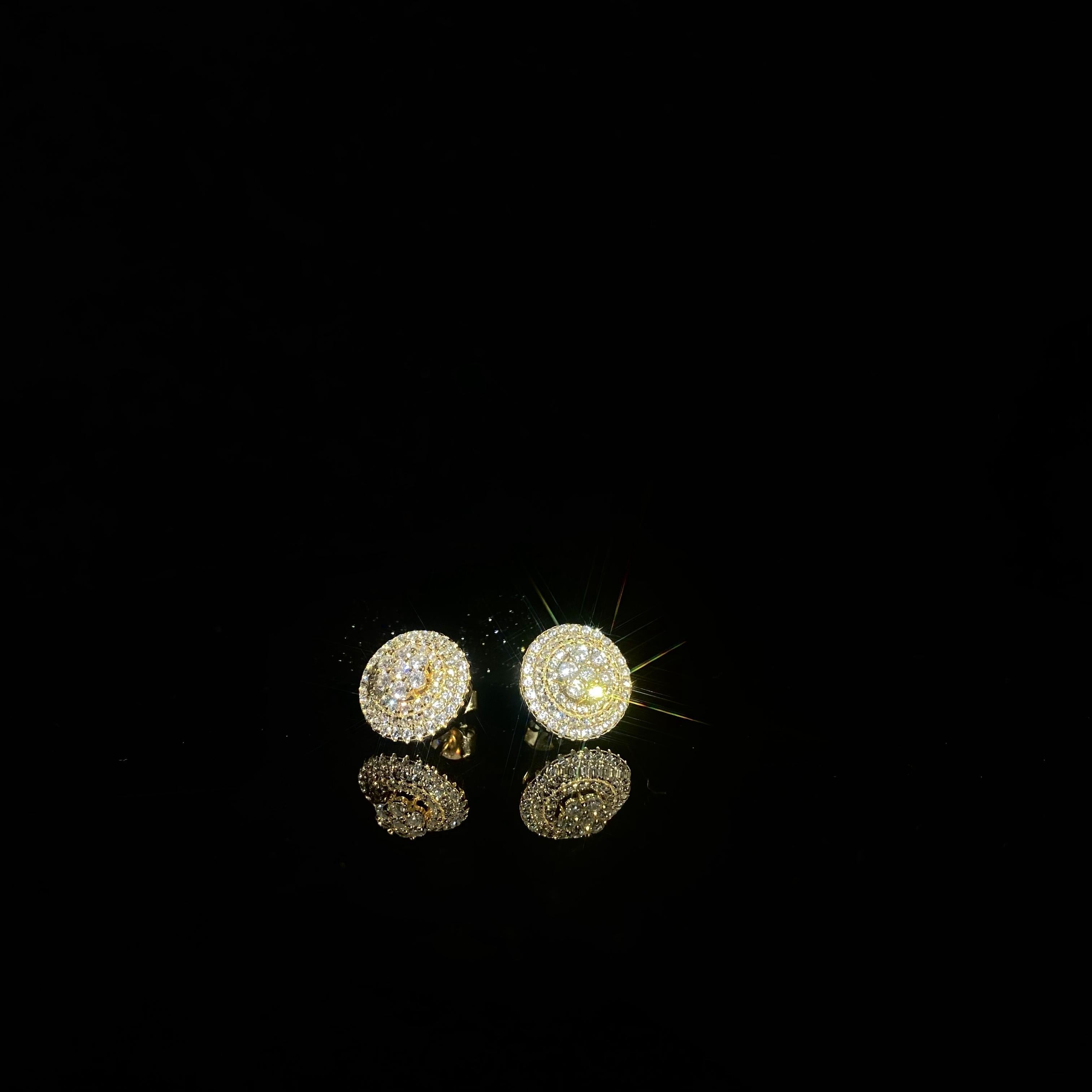 925 silver inlaid Round Earrings - a pair
