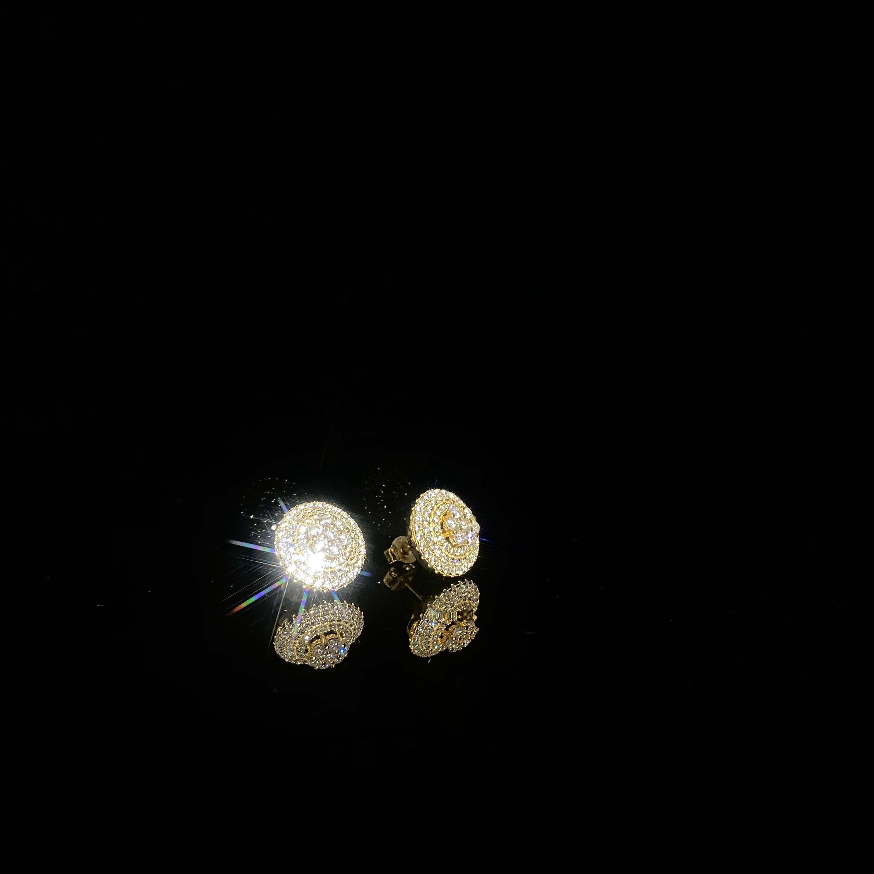 925 silver inlaid Round Earrings - a pair