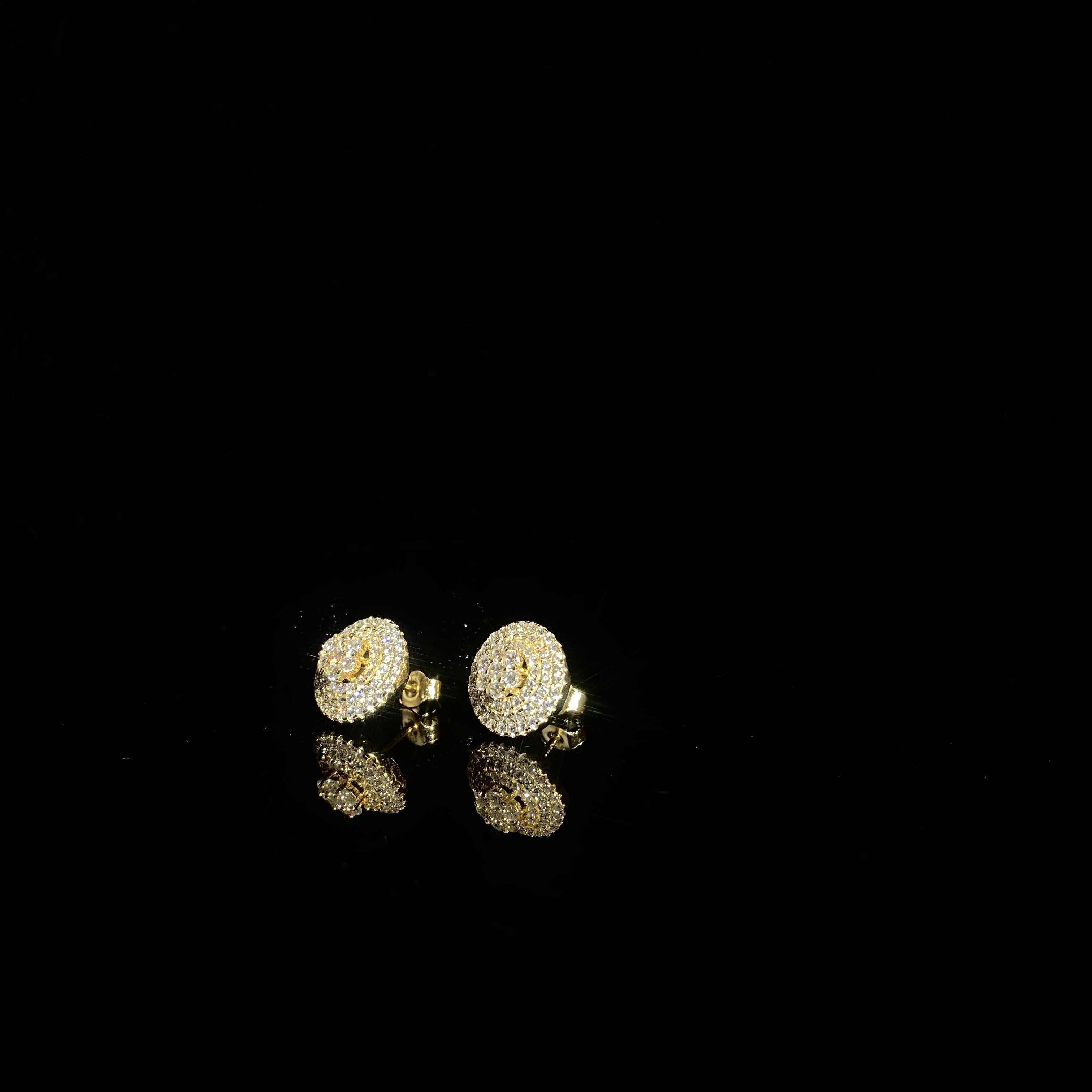 925 silver inlaid Round Earrings - a pair