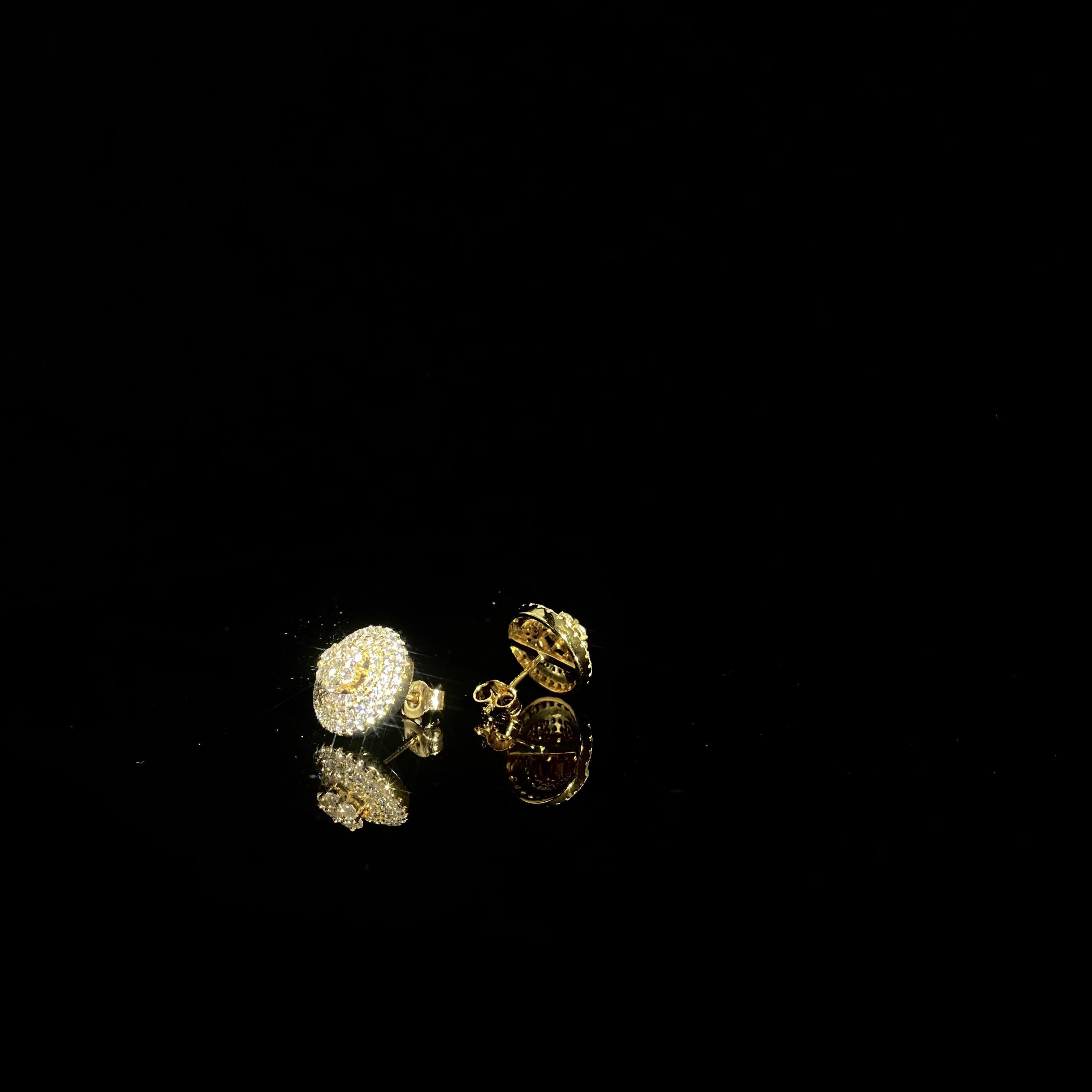 925 silver inlaid Round Earrings - a pair