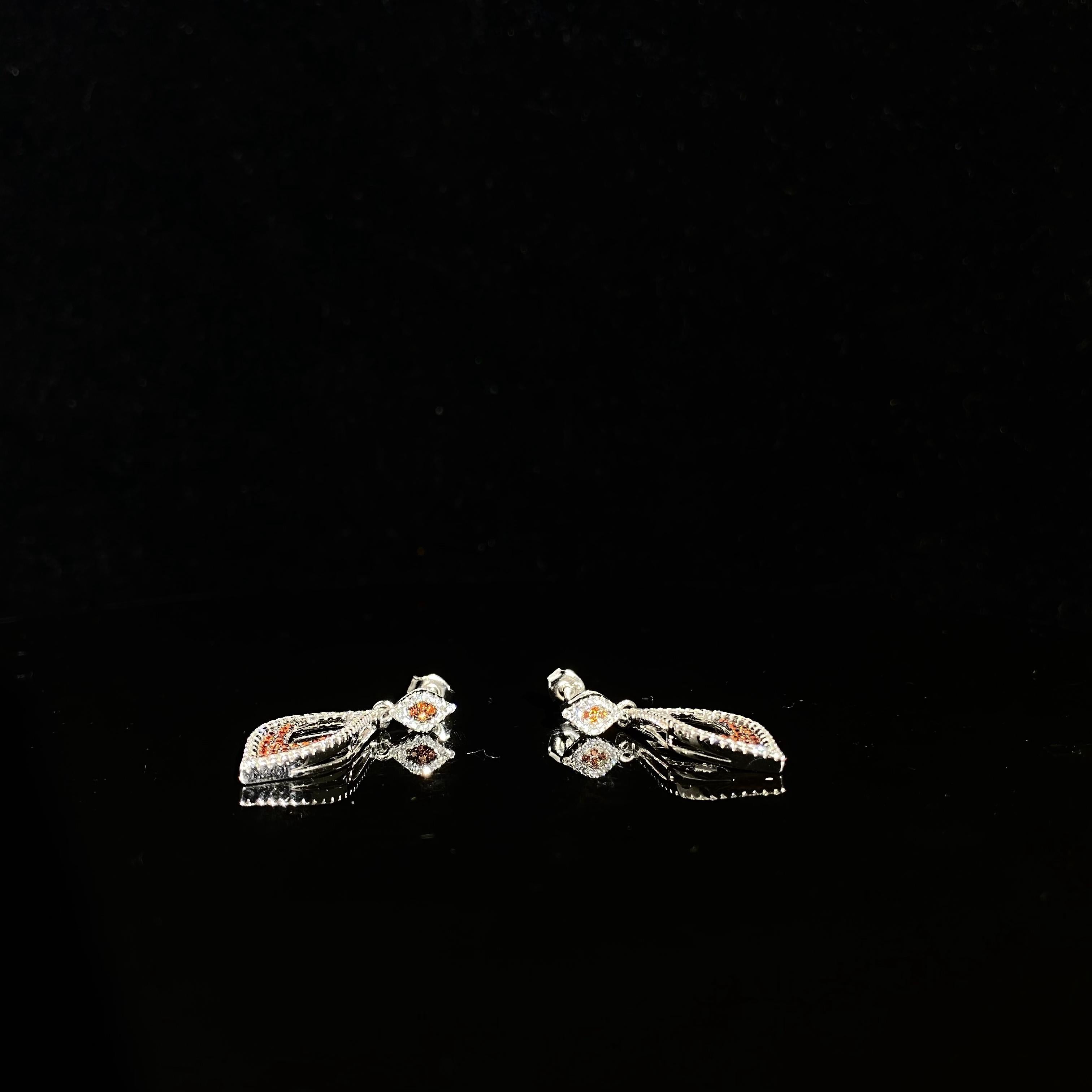 925 silver drop gold plated earrings - a pair