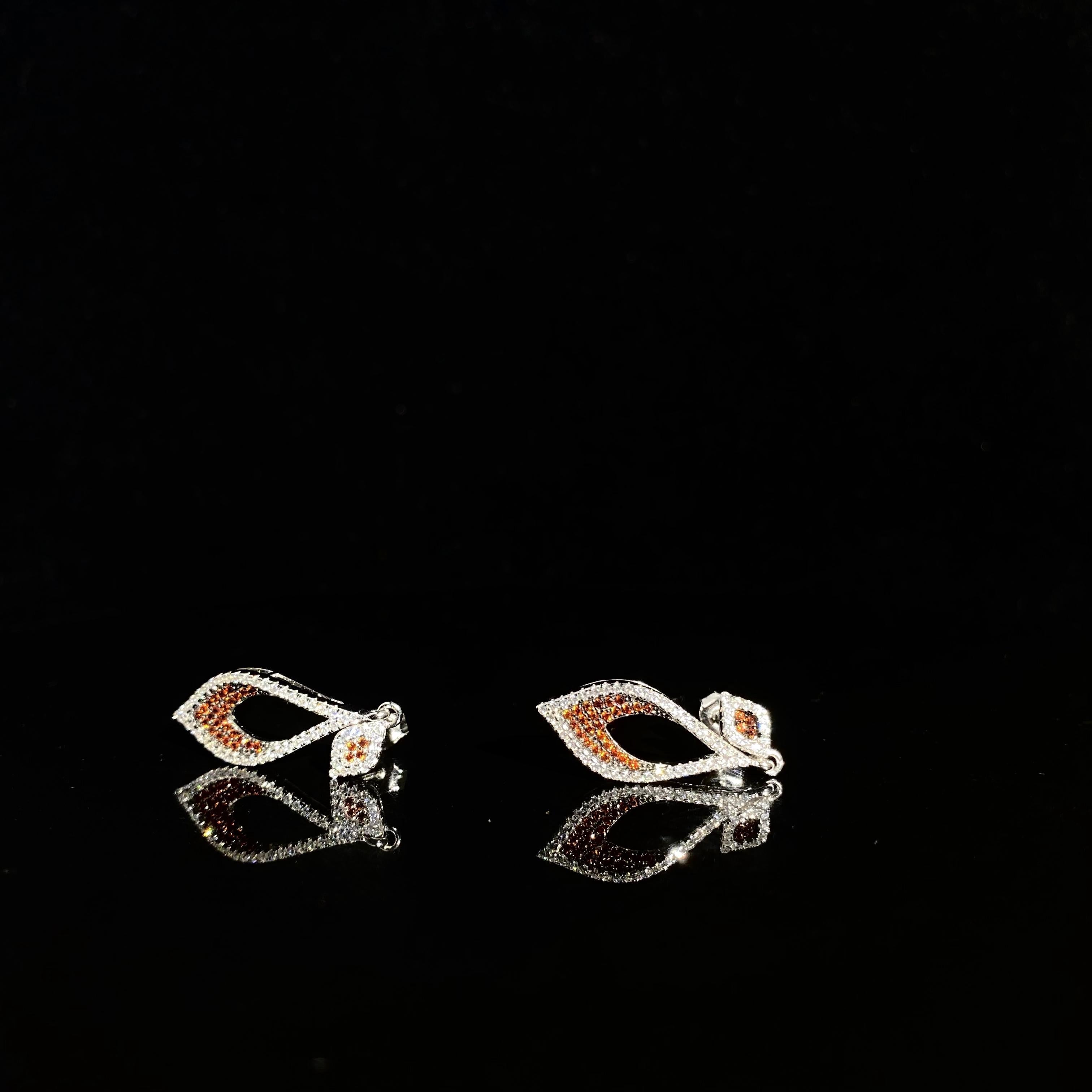 925 silver drop gold plated earrings - a pair