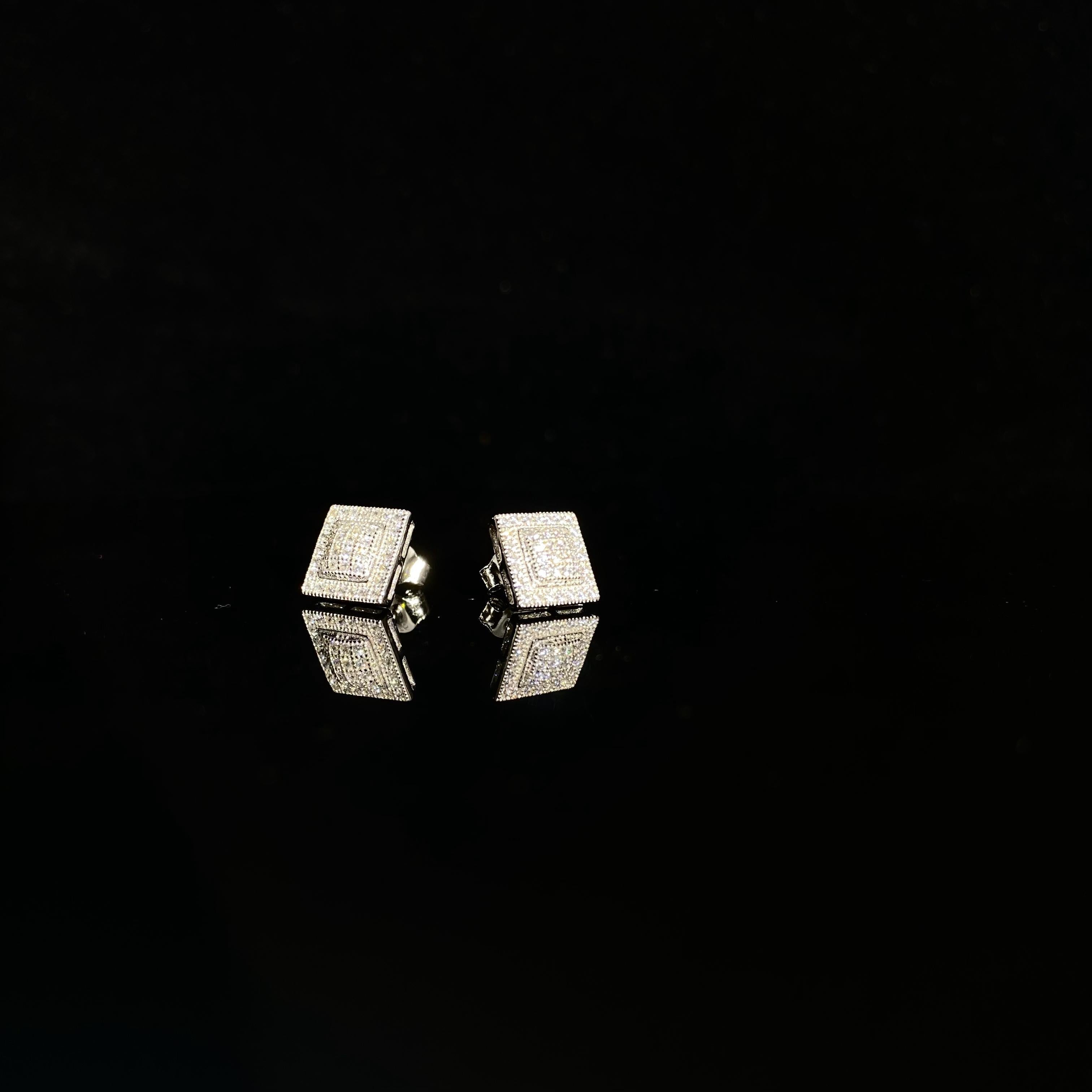925 silver square arc Earrings - pair