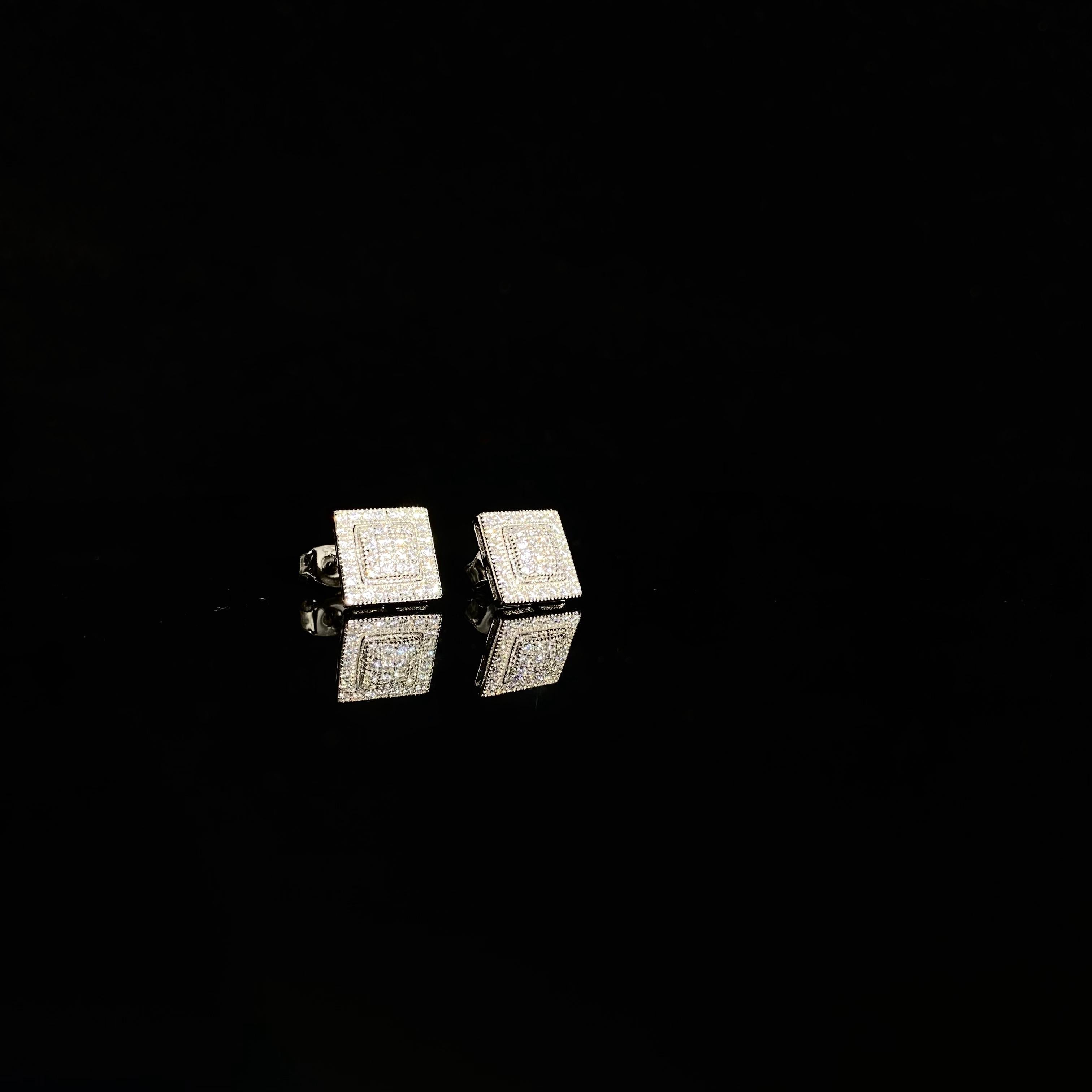 925 silver square arc Earrings - pair