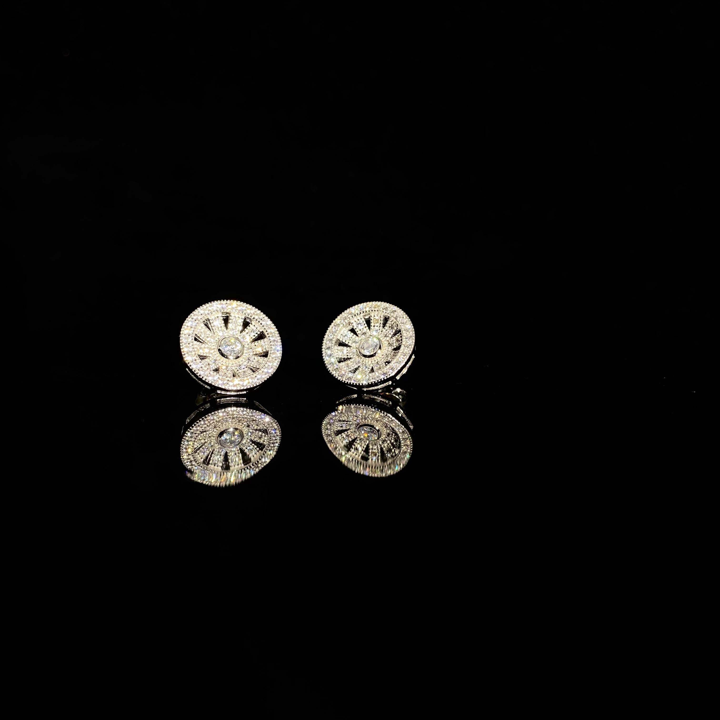 925 silver inlaid rotating  Earrings - a pair