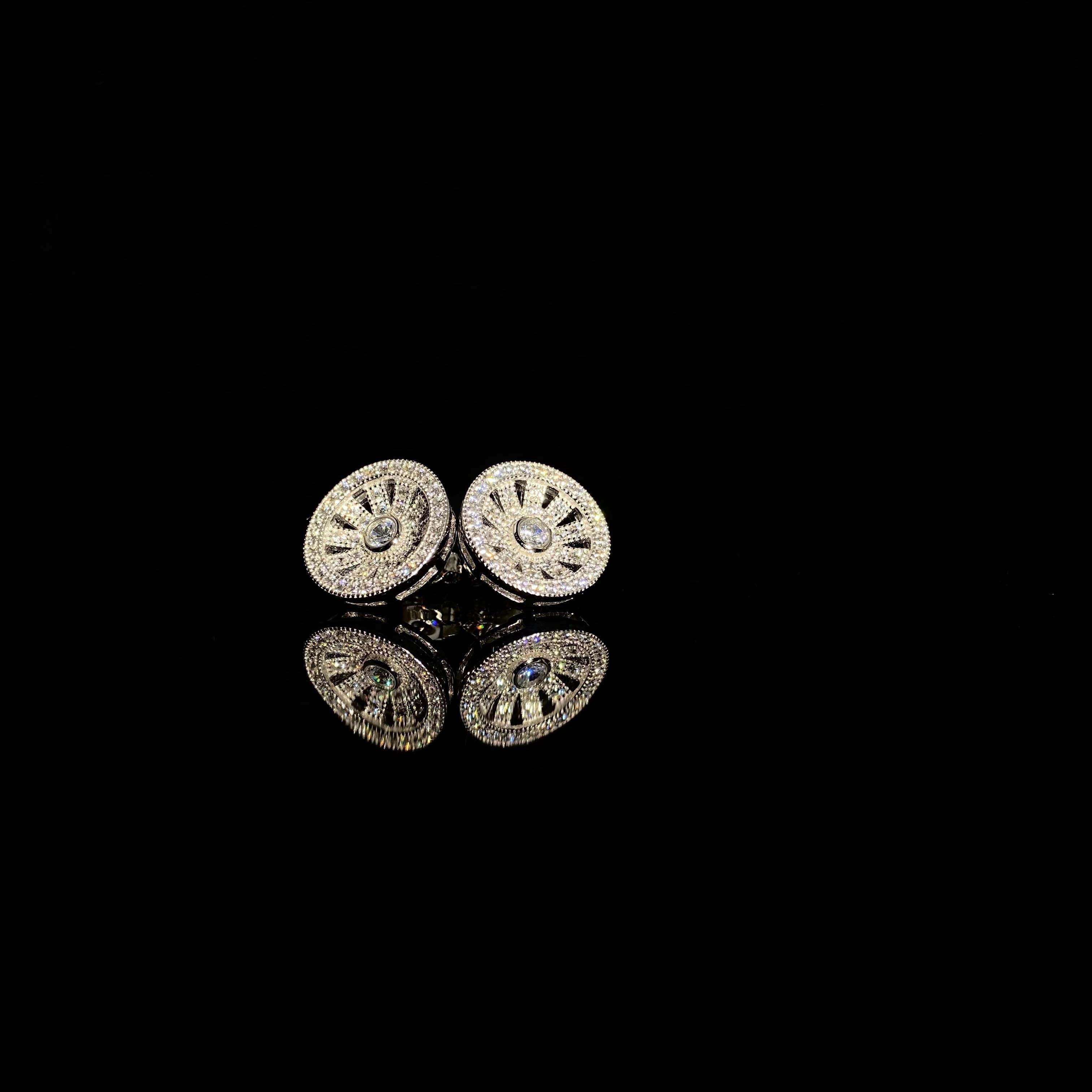 925 silver inlaid rotating  Earrings - a pair